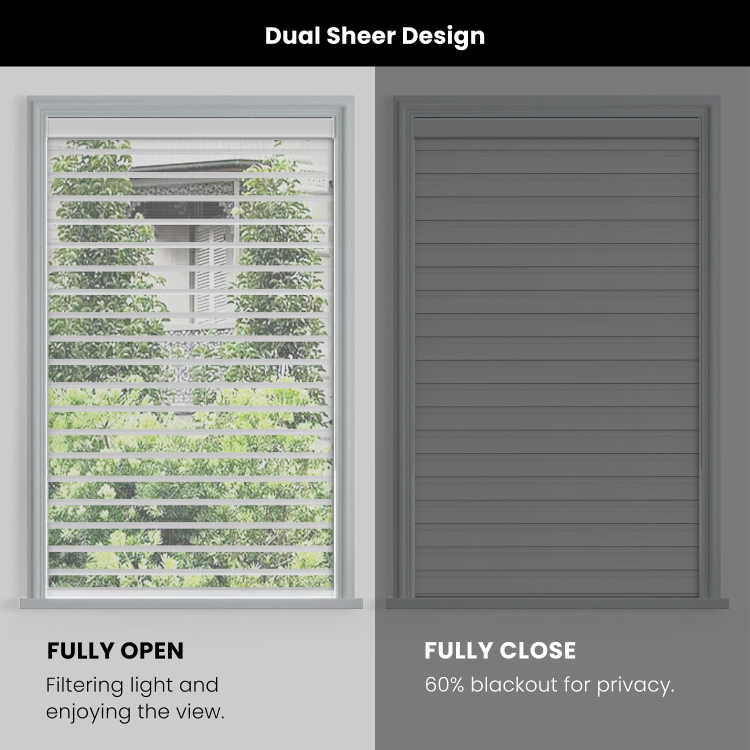 Smart Blinds Motorized Horizontal Window Blinds, Astomi Automatic Shangri-la Sheer Shades with Remote Electric Roller Blinds Cordless Light Control Work with Alexa Google Home 60% Blackout, White