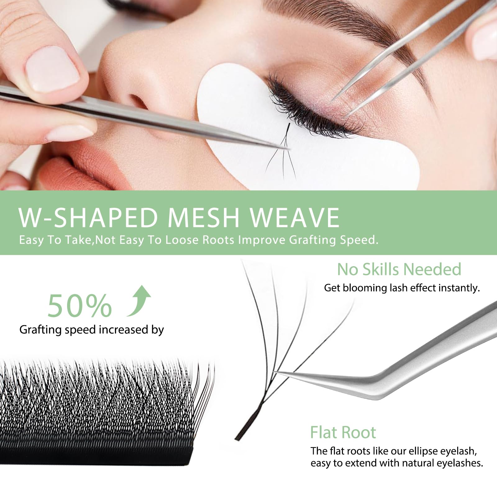 Extension Ciglia W Forma 3D 4D 5D 6D 7D 8D 0.07 C D L LU Curl 8-15mm Classico Ciglia Ciuffetti Naturali Premade Fan Eyelash Extensions Volume Russo Professionale