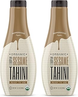 Organic Ethiopian Sesame Tahini - Squeezable Creamy & Ready Tahini Paste 12.3 Ounce (2-Pack) - Hulled, Unsalted, Non-GMO, Gluten-Free, Kosher, Vegan, Organic, Keto Friendly, Peanut-Free, by Pepperwood Organics