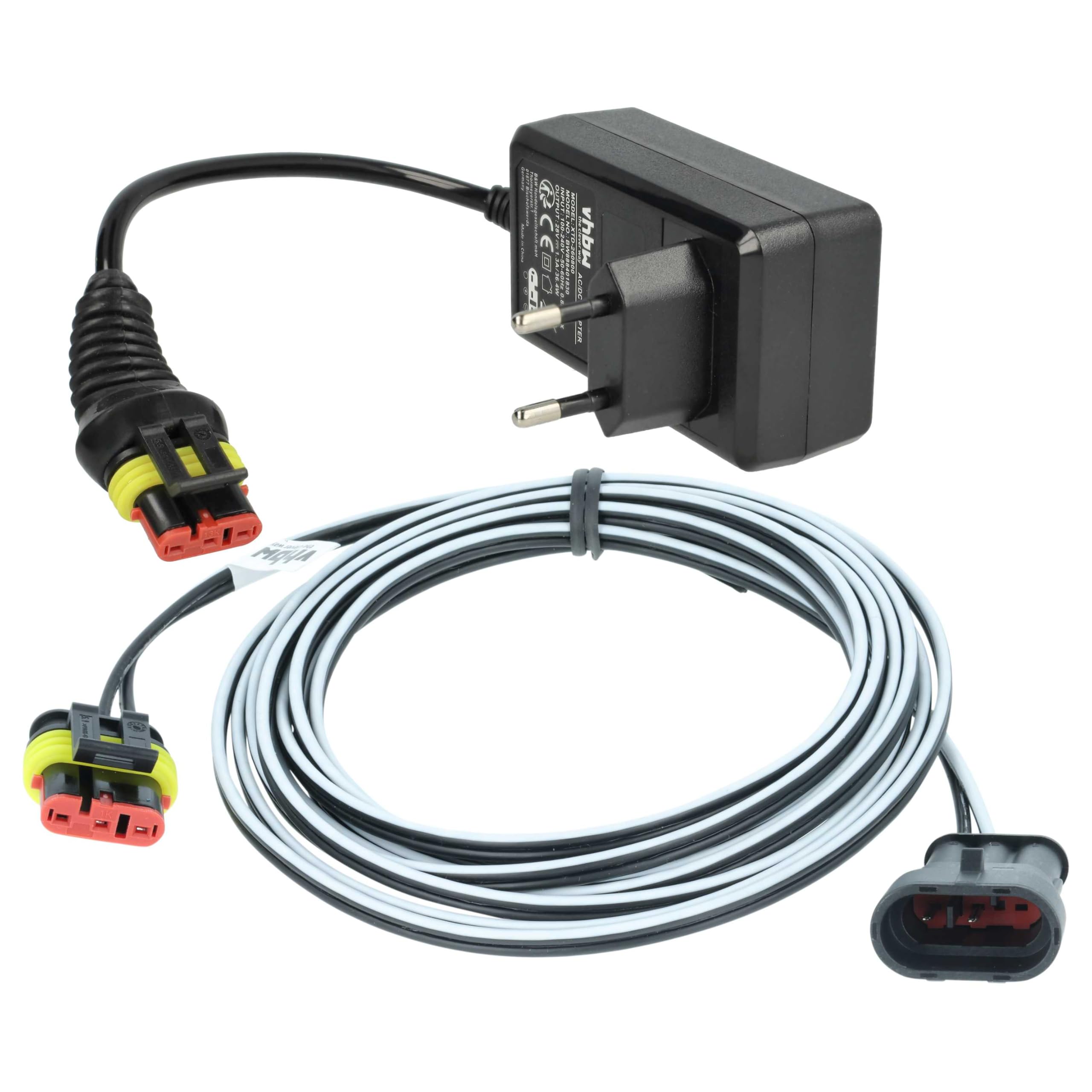 vhbw 1x alimentatore, 1x cavo a bassa tensione 3 m compatibile con McCulloch ROB S800 (2020), S600 (2016) tosaerba