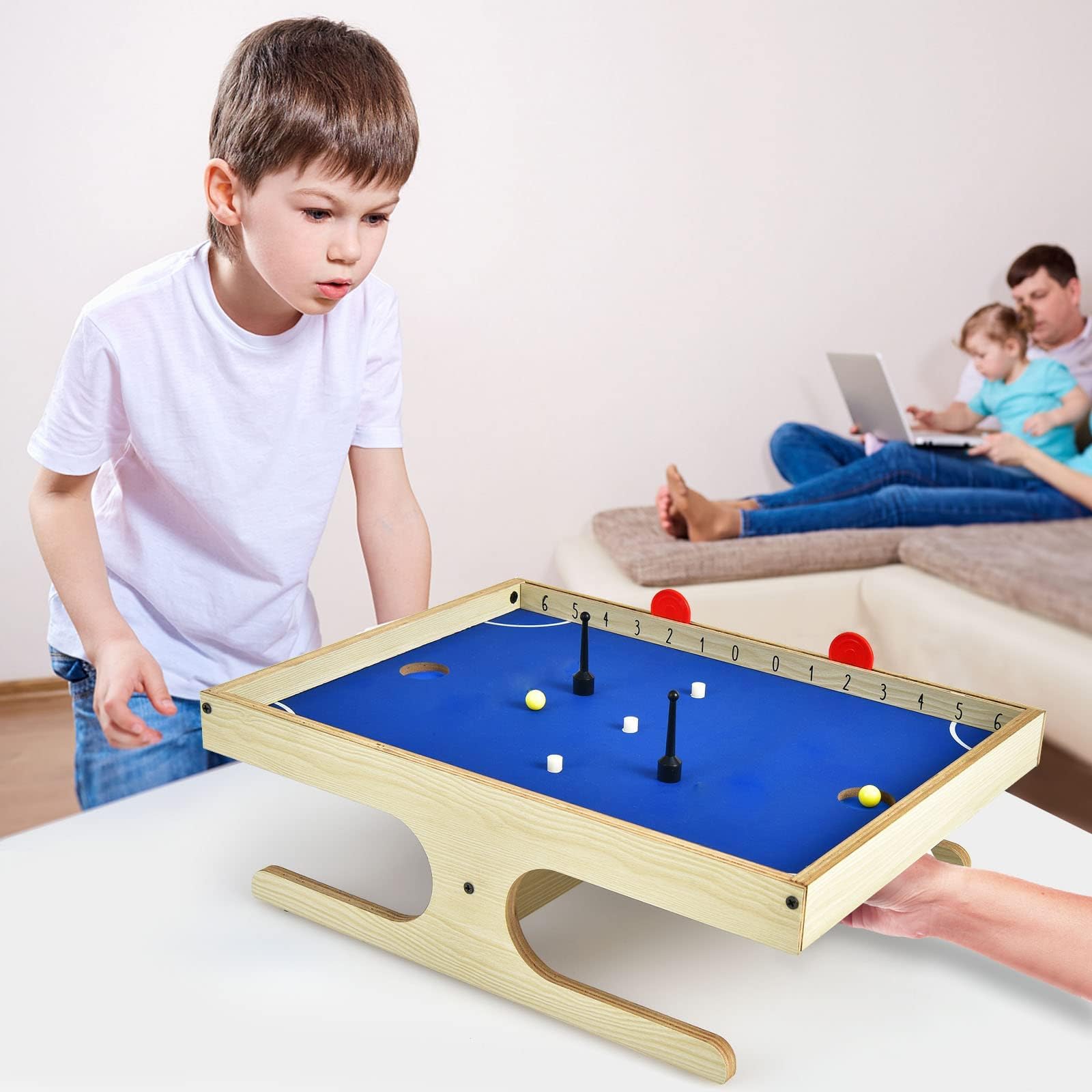 RELAX4LIFE Hockey Magnetico da Tavolo – Gioco Portatile con 2 Maniglie Magnetiche, 2 Segnapunti, 2 Palline e 3 Magneti di Ricambio – Dimensioni 45 x 33,5 x 14 cm – Divertimento per Bambini e Adulti