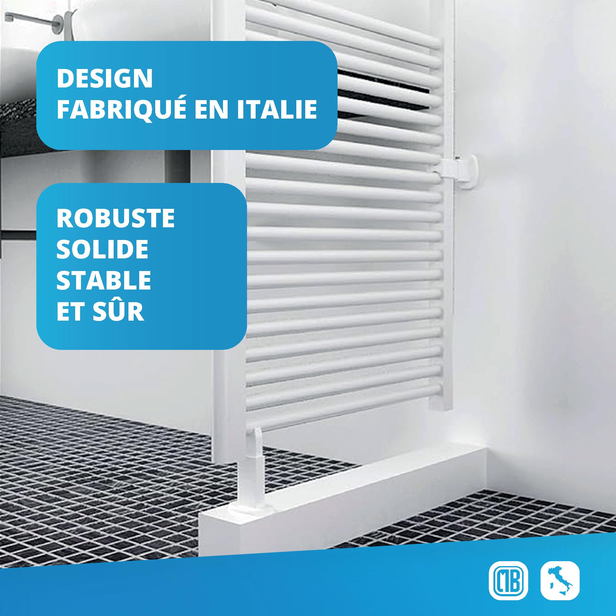 Support Mural Pour Radiateur Sèche-Serviettes - Blanc, Ø25mm, Charge 75kg, Facile à Installer