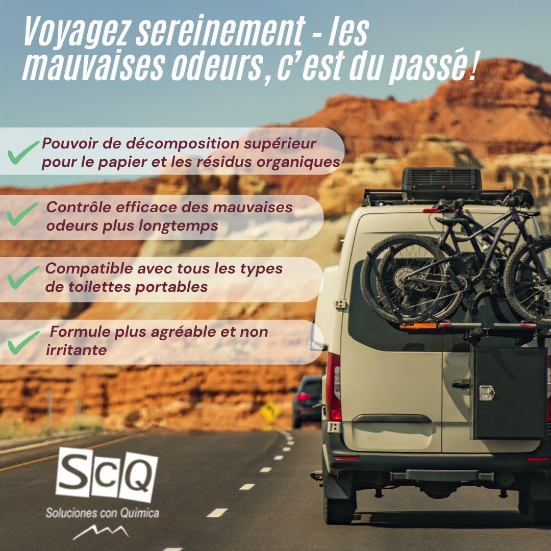 Liquide WC chimique | Décomposition des déchets WC | Additif pour eaux noires | Éliminateur d'odeurs pour toilettes et potti | caravanes, camping-cars, bateaux