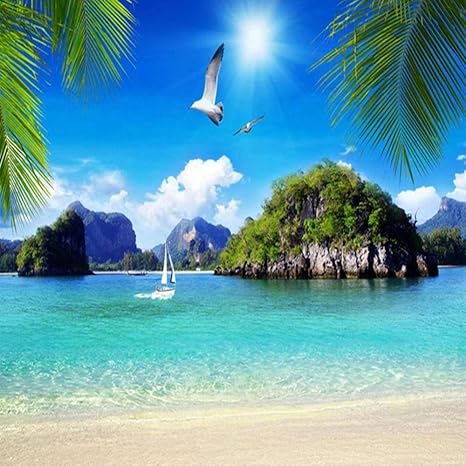 Amazon カスタム3d壁紙現代の海辺の風景写真壁画壁紙装飾リビングルームテーマホテル背景壁紙 280x180cm 壁紙