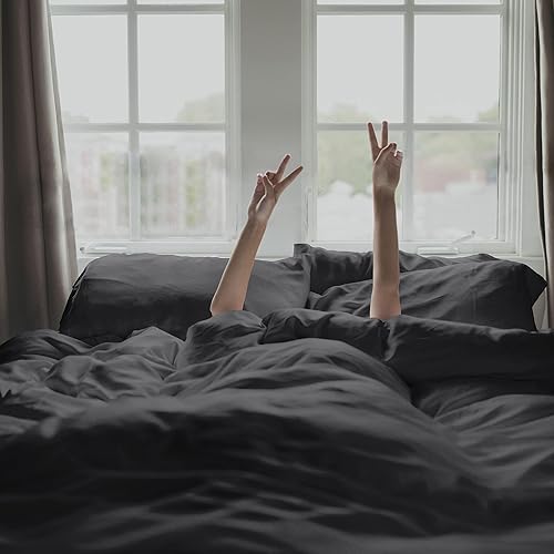 Miniatura 2 de KICKEE Sheet Set, 100% Viscose from Bamboo, Sateen Weave, Silky Soft Bedding for Heavenly Comfort, Best 300 Thread Count (Stone Grey, CA King)