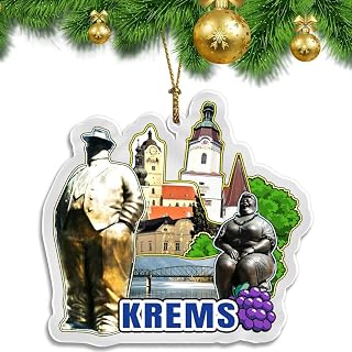 Krems Austria Christmas Ornament Transparent Acrylic Double Sided Tree Decoration Pendant Travel Souvenir Tourist Collection Personalized Car Backpack Accessories