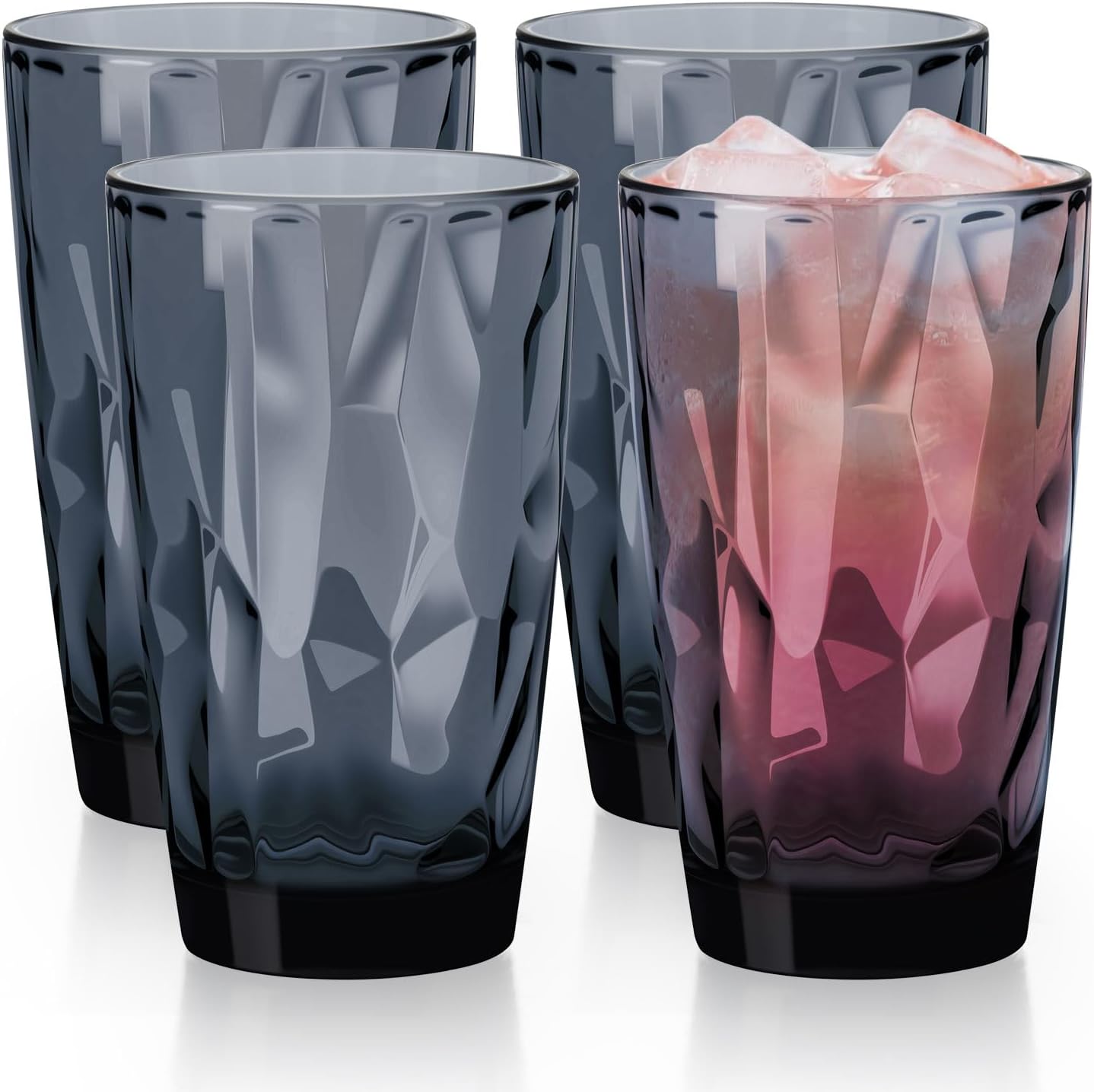 Topsky 16oz Plastic Tumblers Drinking Glasses Set of 4,Gray Acrylic Drinking Cups Wine Glasses Beverage Cups for Daily Use, Poolside, Outdoor&Indoor - Stackable,Dishwasher Safe,Easy to Clean image 2