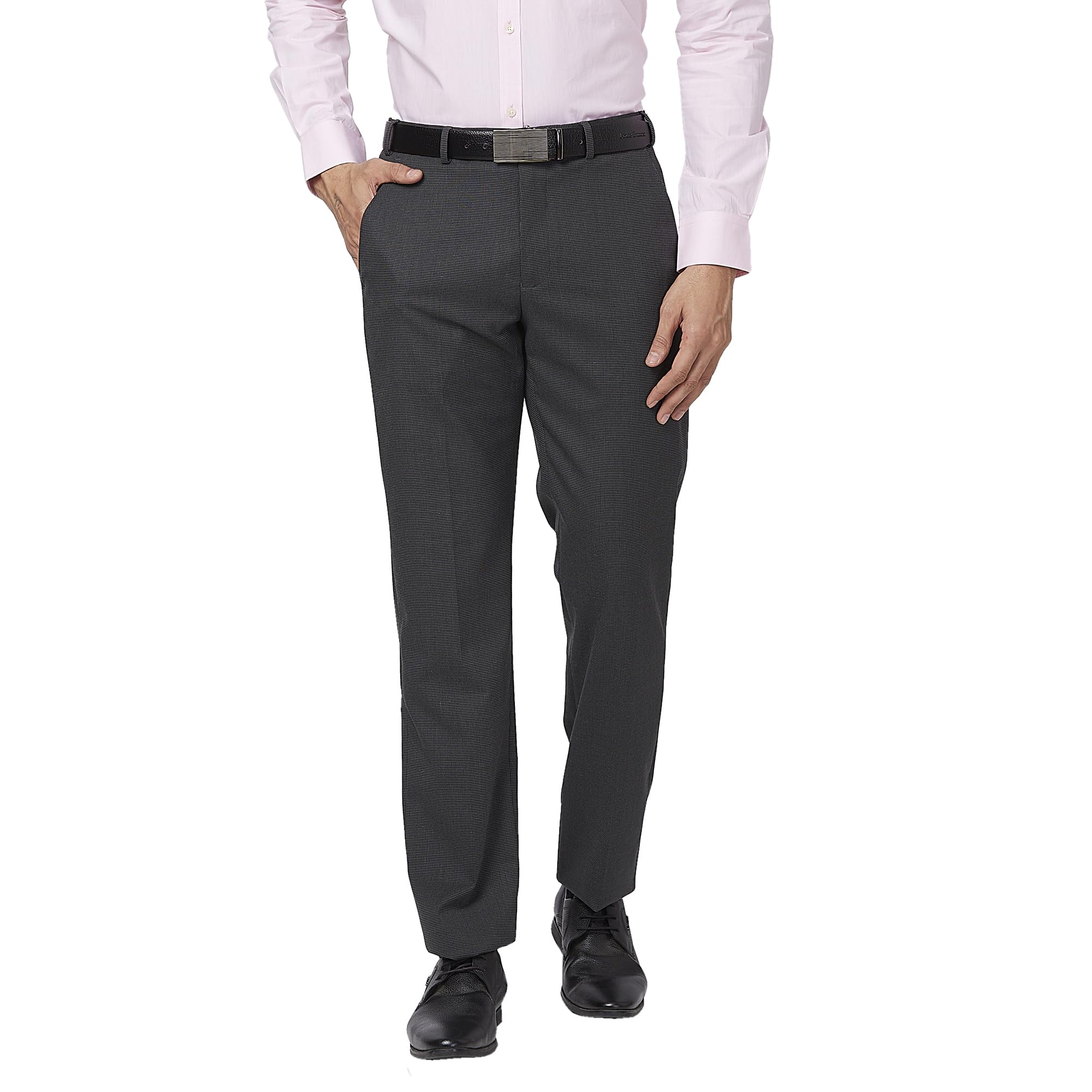park avenue Men's Regular Fit Polyviscose Blend Checks Pattern Flat Front Formal Trouser-picture-39
