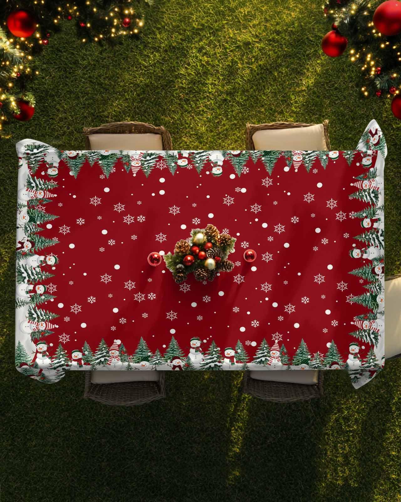 Villages De Provence Mantel Rectangular Resistente A Las Manchas - Resistente A Las Arrugas Y 100% Poliéster - Rojo - 300x150 Cm - Noel Traîneau Flocon - 8/10 Cubiertos - Interior O Exterior