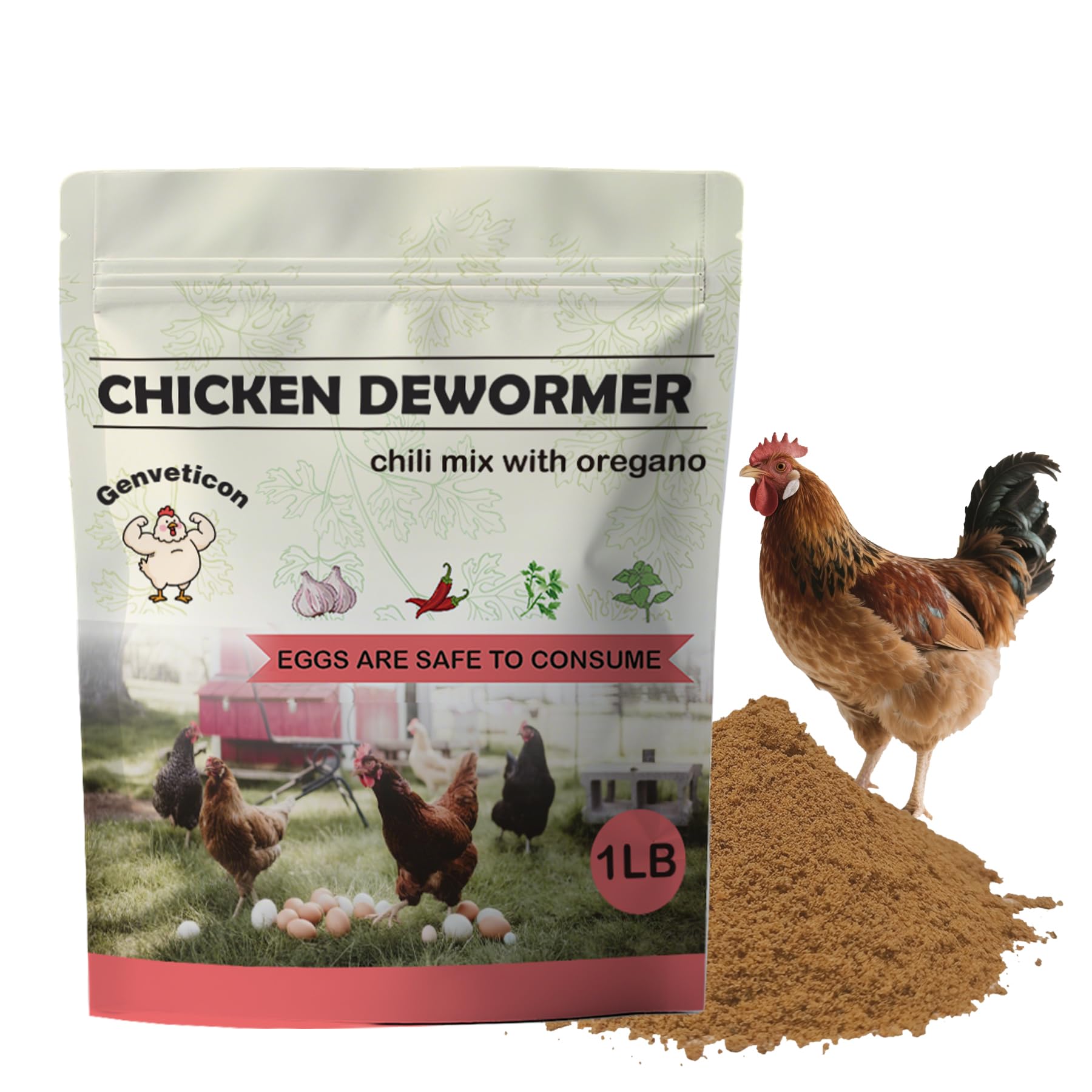 Backyard Flock - Polvo desparasitario de pollo natural, control de parásitos a base de hierbas para gallinas ponedoras y aves de corral, mezcla de hierbas 100% natural, sin extracción de