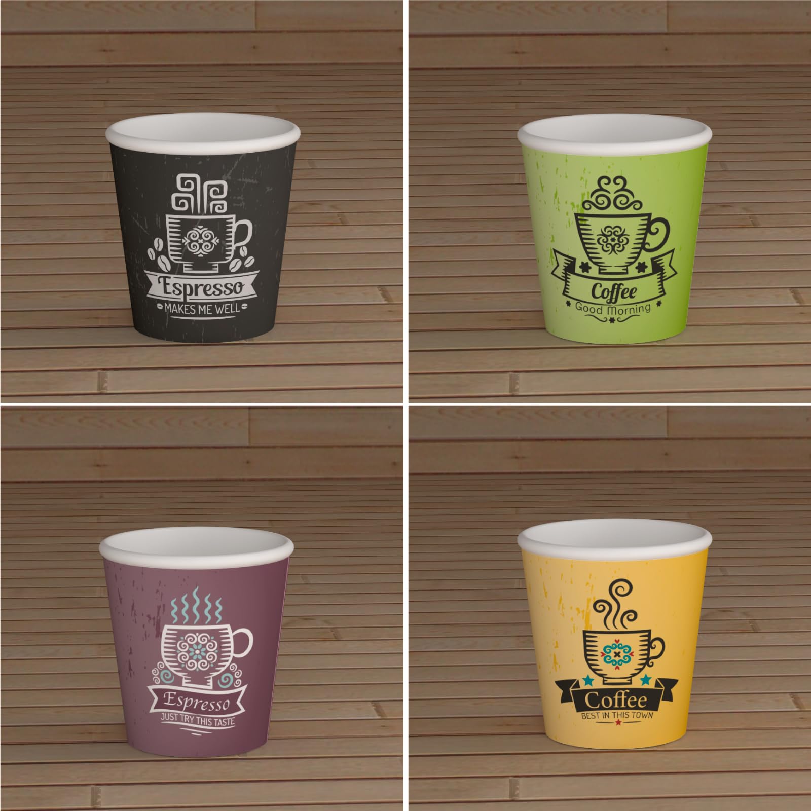 1000 Bicchierini in Carta da caffè 65ml CuzcoCUP Mix Bicchieri Ecologici Biodegradabili Monouso Piccoli Asporto Bevande Calde
