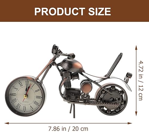 Miniatura 3 de FOMIYES Decoración de la motocicleta Figura de la motocicleta reloj despertador de mesa Retro clásico hecho a mano de hierro forma de motocicleta