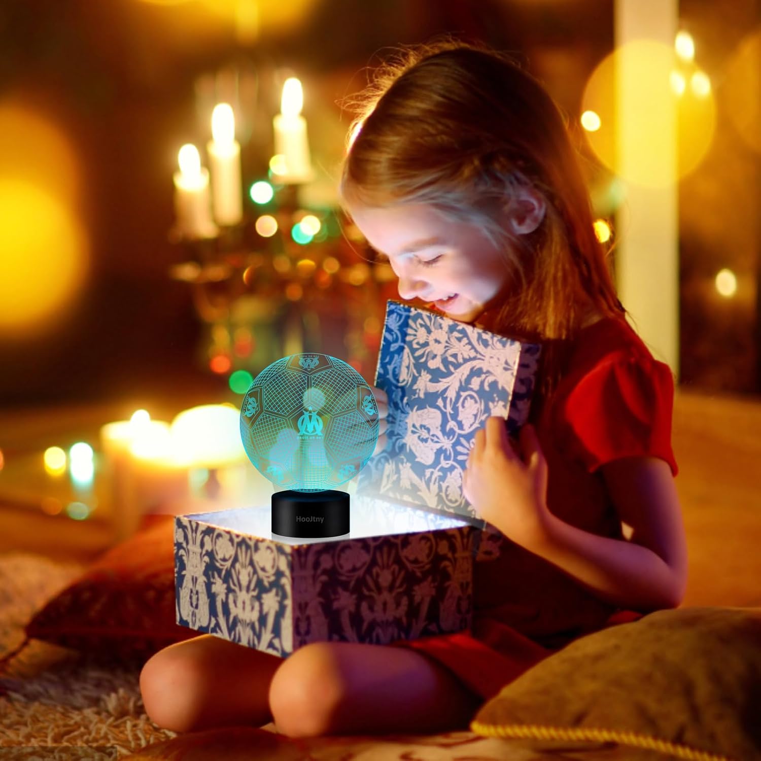HooJtny Veilleuse Marseille Enfant, Lampe Football Olympique de Marseille, Lampe 3D LED, 16 Couleurs USB Rechargeable, Cadeaux Enfant Garçon Anniversaire Noël – Image 8