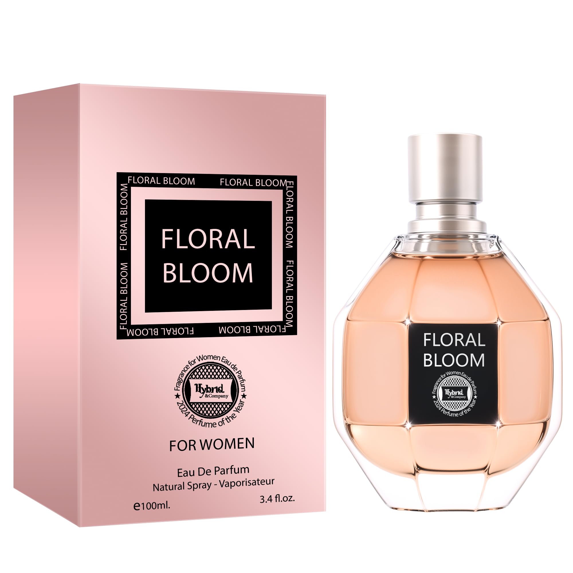 Hybrid & Company Women Floral Bloom Eau De Parfum Natural Spray Vaporisateur 3.4 Fl Oz