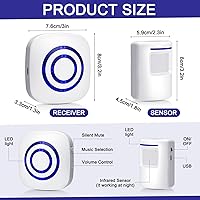 Vista 2 de Mimorou Motion Sensor Alarm Wireless Driveway Alarm Indoor Home Motion Detector Long Range Security Alert Monitor System with 6 Sensor and 3