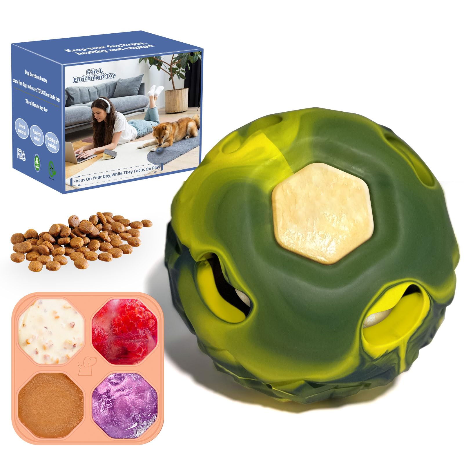 Pet Supplies : 5-in-1 Dog Enrichment Toy – Bite & Brush Freeze