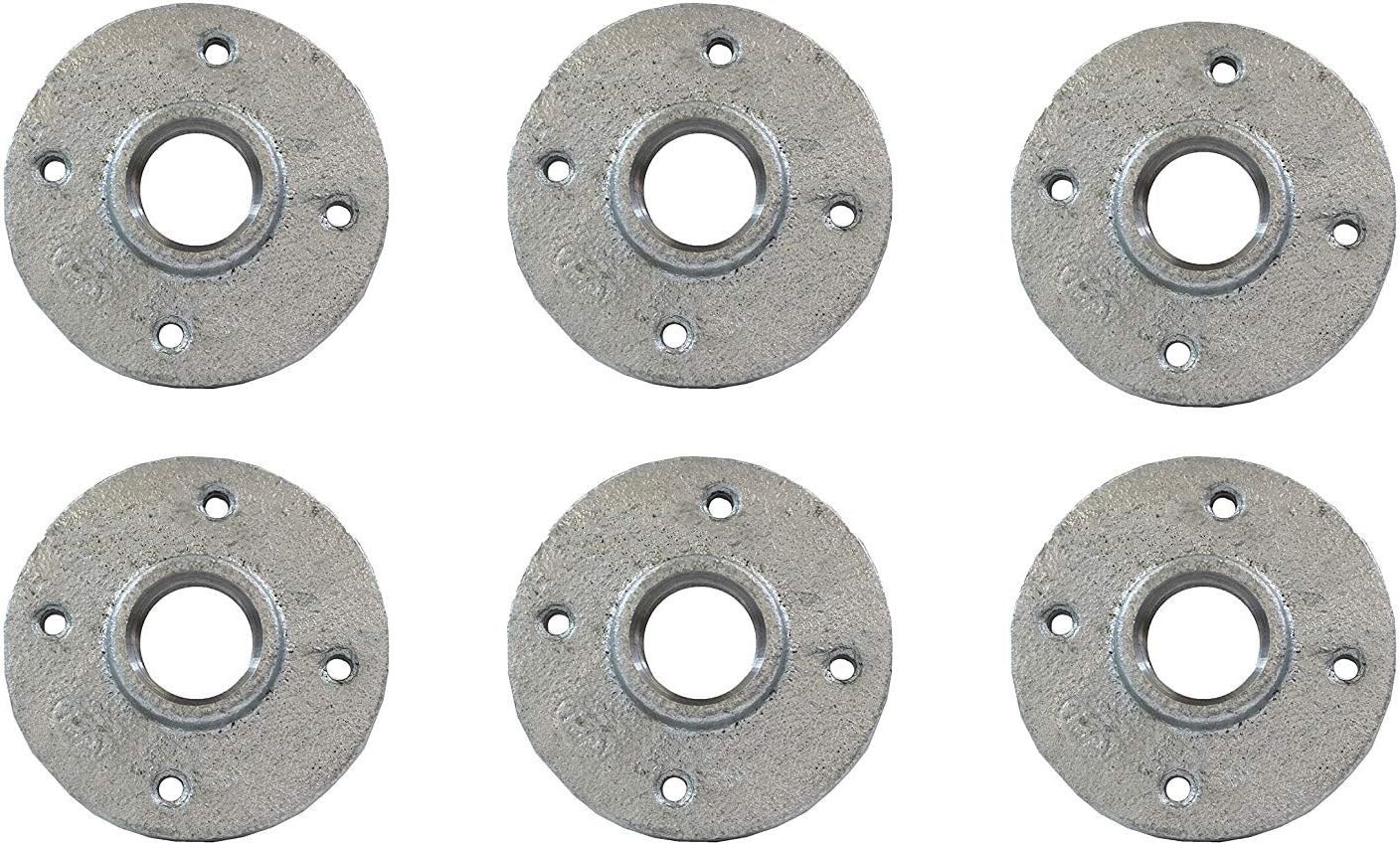 Galvanized Malleable Iron Pipe Floor Flanges Fittings with Four Holes Threaded FNPT 1 in. Pack of 10