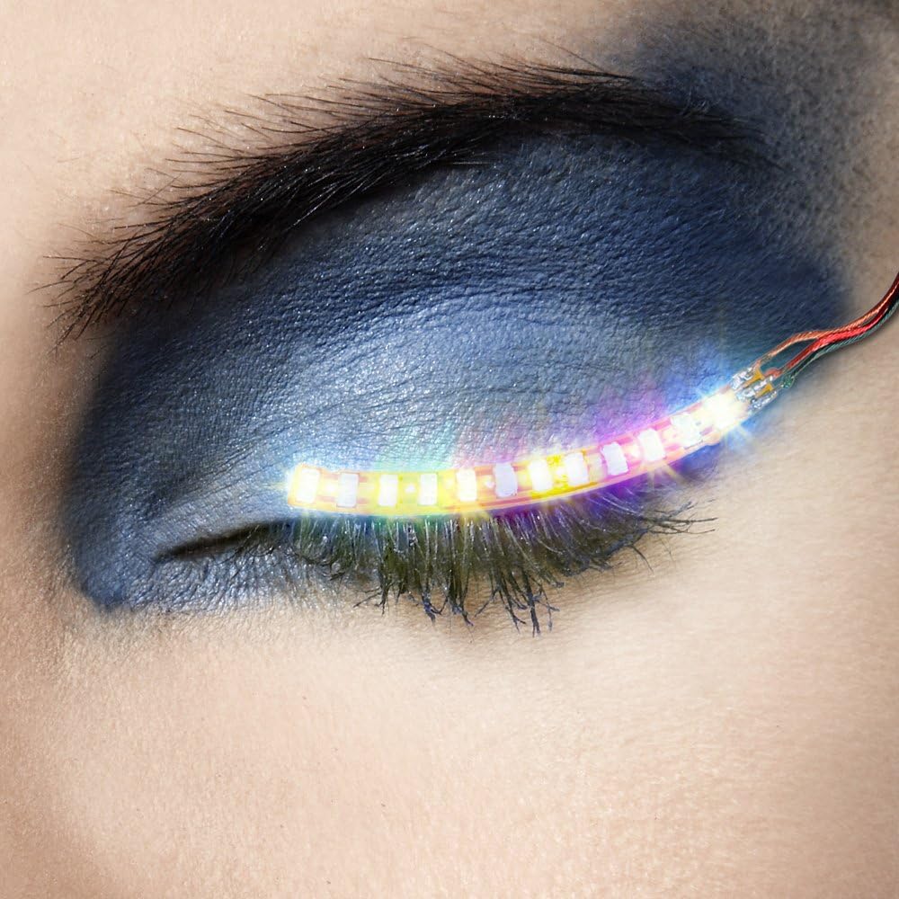 LED Eyelashes Light, 8 Modes Unisex Flashes Interactive Changing LED False Lashes Shining Eyeliner, Perfect for Party Bar NightClub Concerts Birthday Gift （Colorful）