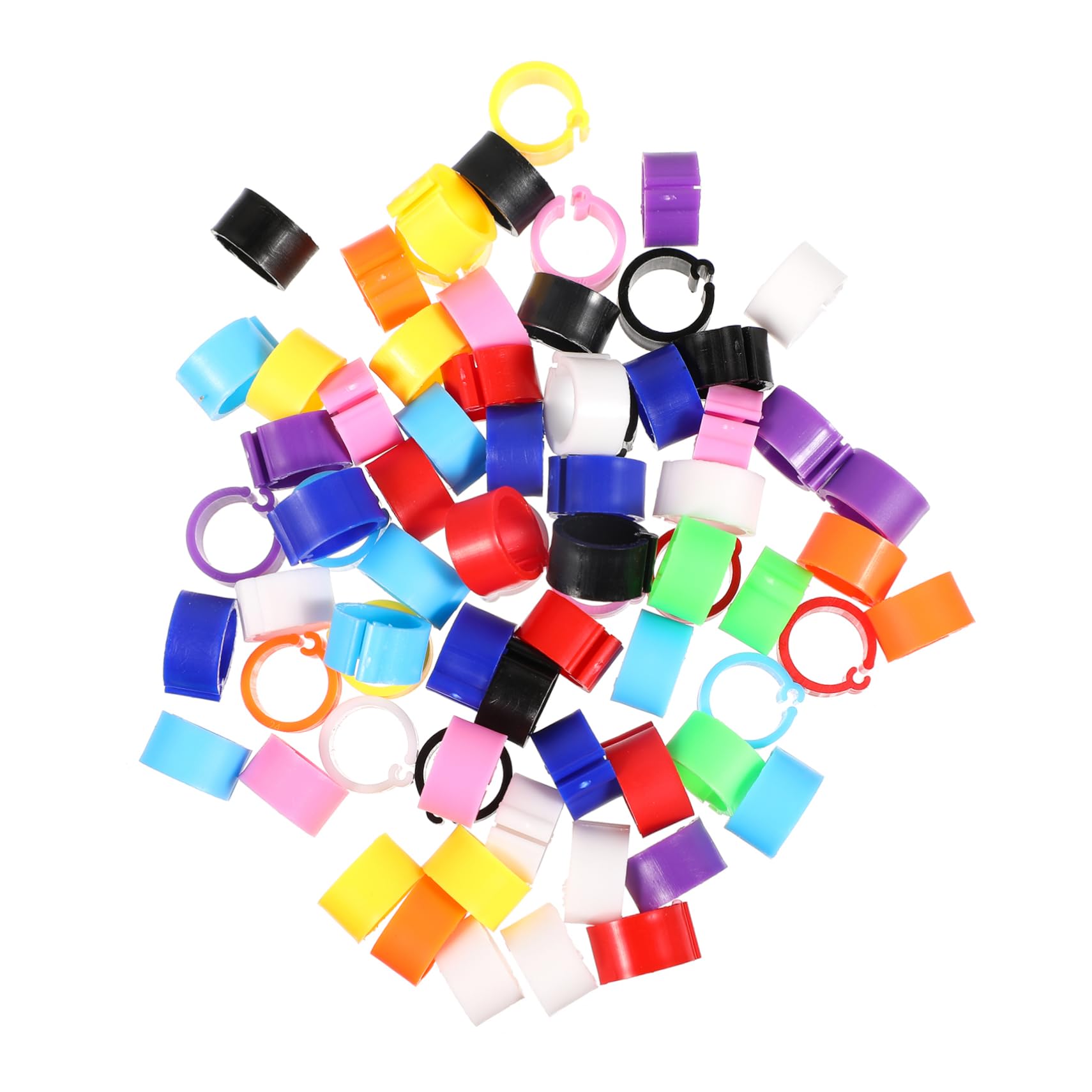CIYODO 100Pcs Pigeon Foot Rings Clip Leg Bands for Identification Mixed for Racing Pigeons Parakeets Cockatiels and Other Birds