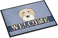 Vista 273 de Caroline's Treasures BB1449JMAT - Tapete de bienvenida de carlino negro, 24 x 36 pulgadas, tapete azul para puerta delantera, para interiores