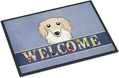 Miniatura 273 de Caroline's Treasures BB1449JMAT - Tapete de bienvenida de carlino negro, 24 x 36 pulgadas, tapete azul para puerta delantera, para interiores