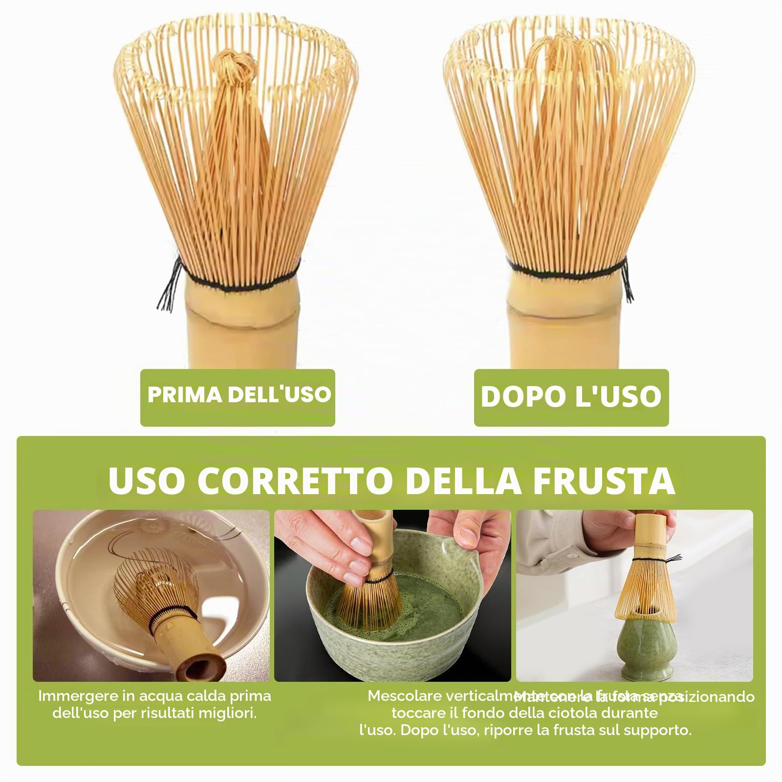 Matcha Kit, Matcha Set da 6 Pezzi con Frusta per Matcha, Ciotola per Matcha, Filtro per Matcha, 2 Cucchiaio e Supporto in Ceramica, Set Matcha Ideale per la Preparazione del Tè Matcha (A)