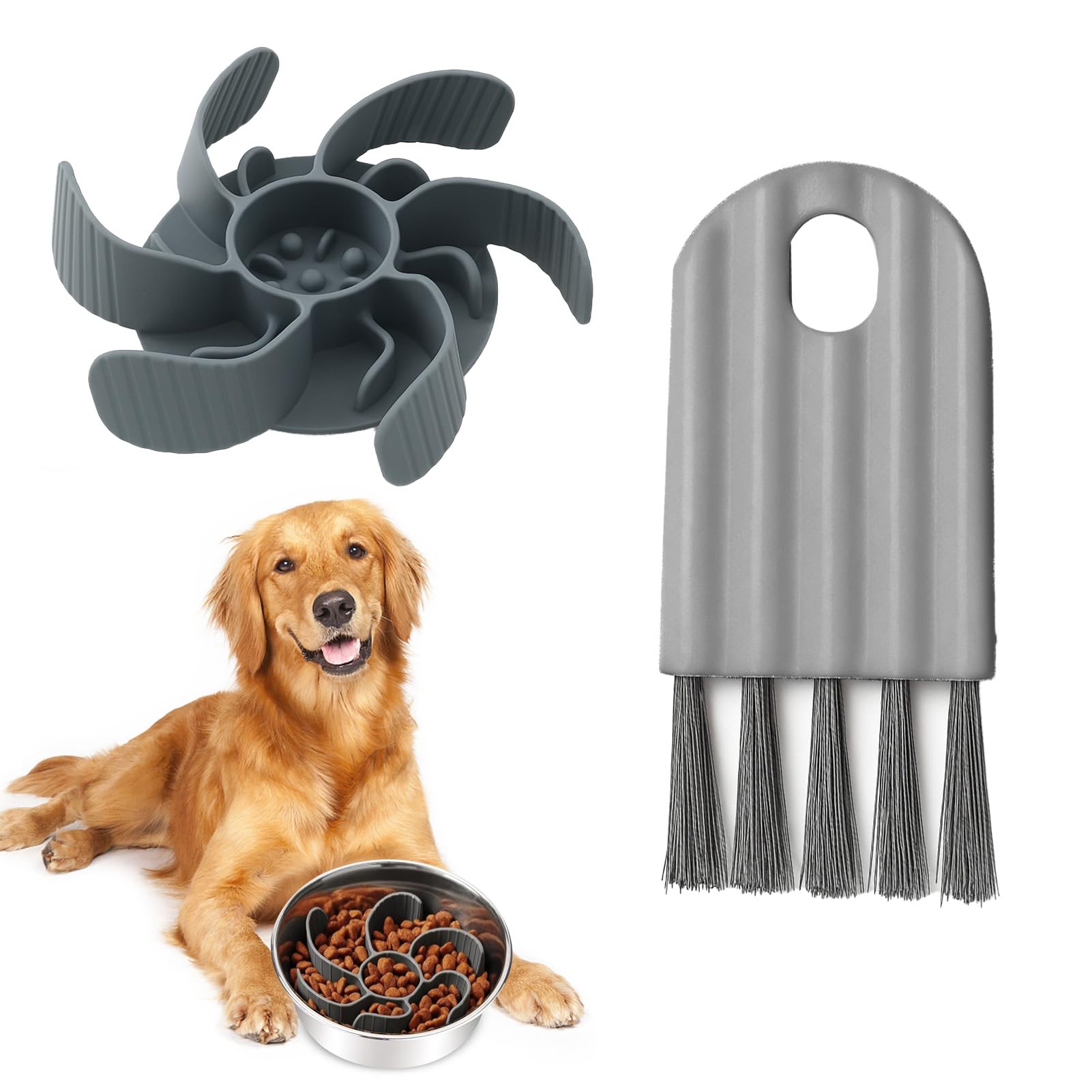 1PCS Slow Feeder Dog Bowl, Large Silicone Slow Feeder Insert with Suction Cups, Helps Dogs Eat Slower for Healthy Digestion, Dishwasher Safe