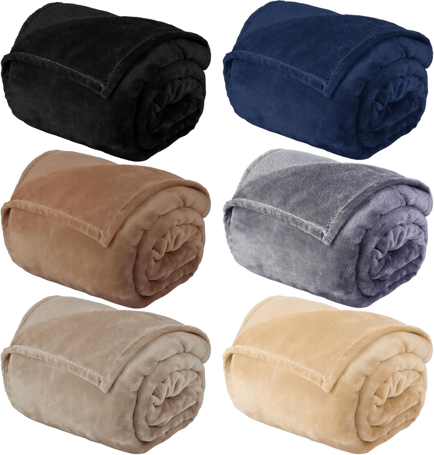 Peryiter 6 Pcs Fleece Throw Blanket Bulk 50'' x 60'' Cozy Throw Blankets for Homeless Women Men Sofa Plush Soft and Breathable Lightweight Blankets for Couch Bed Office Homes (Dark)