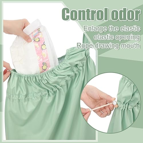 Miniatura 2 de Nuogo Paquete de 2 bolsas reutilizables para pañales, percheras colgantes con correa, lavables, de tela impermeable, bolsa húmeda para pañales de