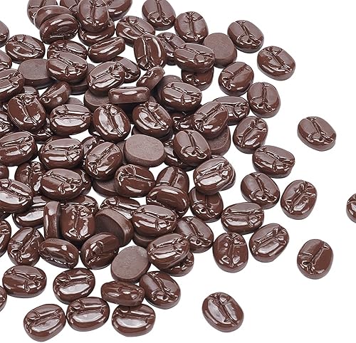 NBEADS 120 piezas de granos de café de resina opacos, granos de café artificiales de imitación de alimentos, mini decoración de grano de café,