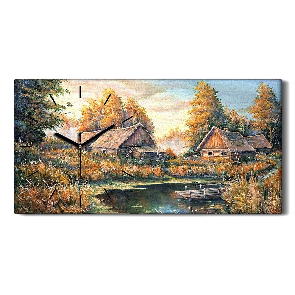 Horloge sur toile 60x30cm nature silencieuse image salon