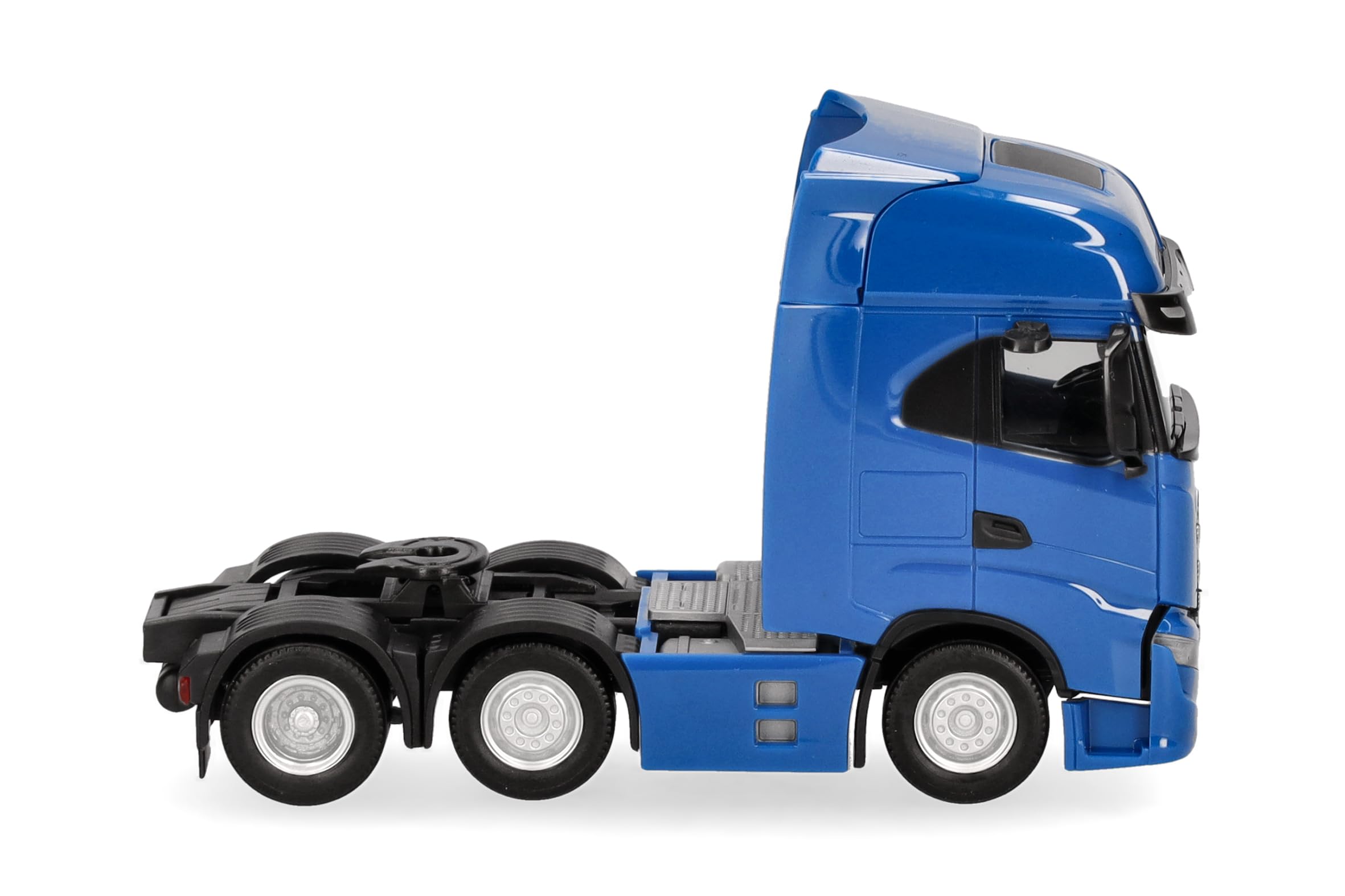 Herpa LKW Modell Iveco S-Way Zugmaschine 3achs (6x2), verkehrsblau, Miniatur im Maßstab 1:87, Sammlerstück, Made in Germany, Kunststoff, Blau