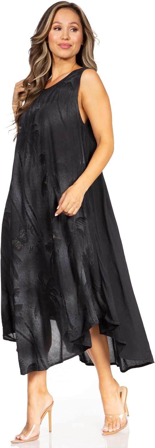 Sakkas Starlight Fourth Women's Tie Dye Caftan Tank Dress/Cover Up Beach Kaftan - Image 3