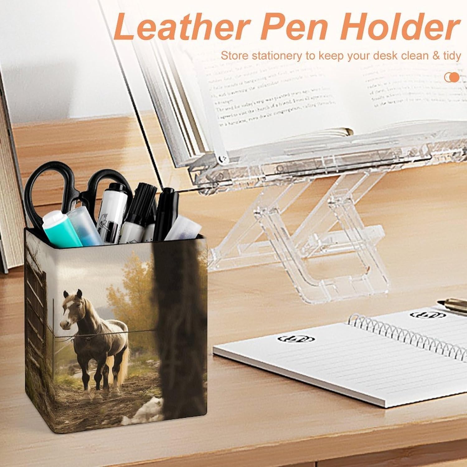 Fence Horse Pen Holder Square Desk Organizer for Office Studio image 4