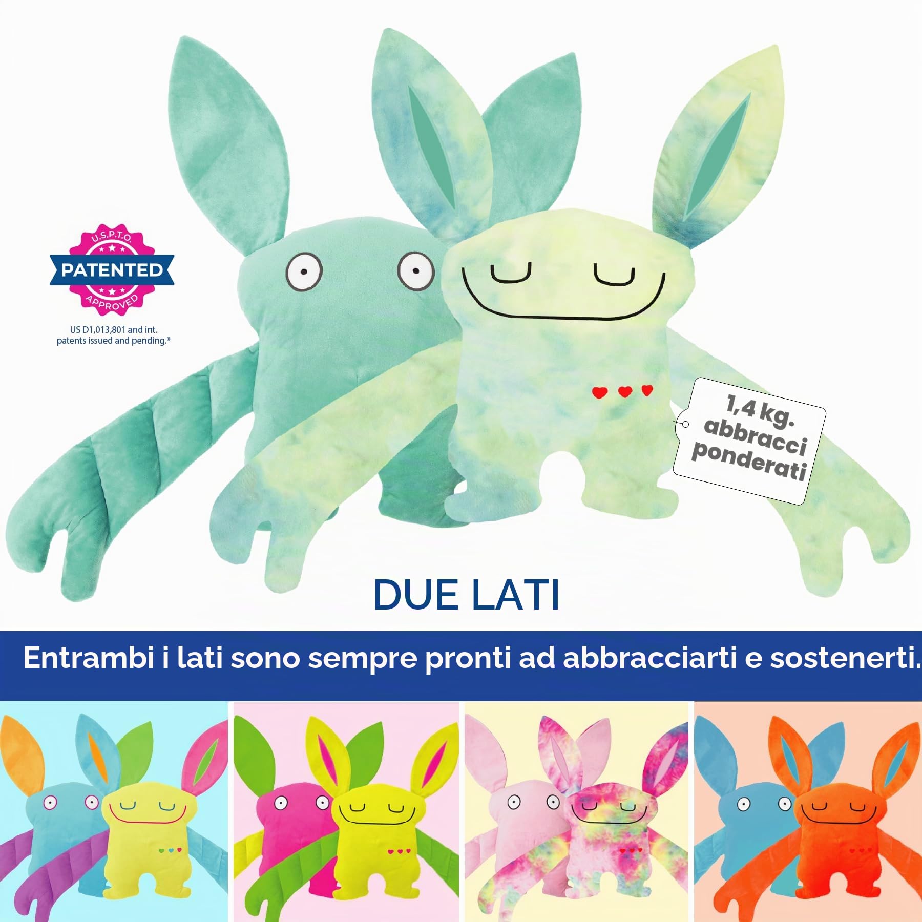 Bumpas Peluche ponderato – lavabile in lavatrice, peluche rilassante per bambini – braccia e corpo sono ponderati per dare un abbraccio realistico – Compagno morbido per il tempo di gioco