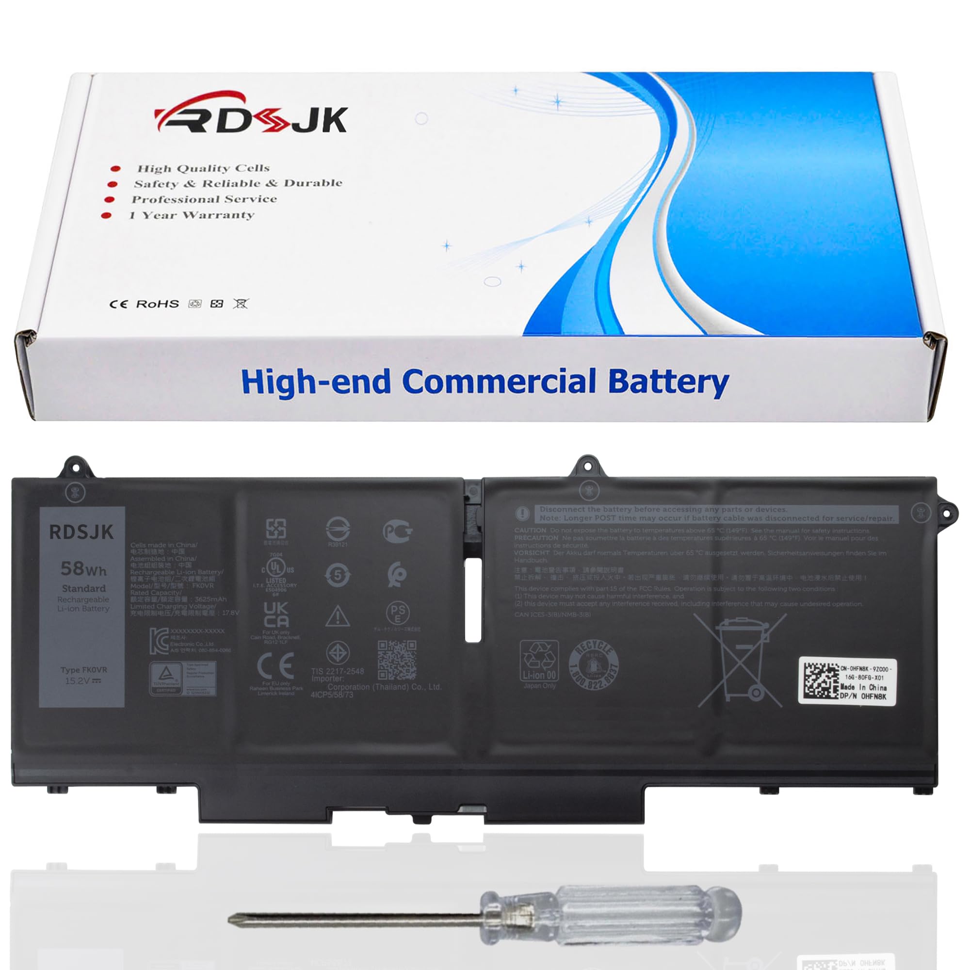Amazon.com: FK0VR 8P81K 293F1 Laptop Battery for Dell Latitude