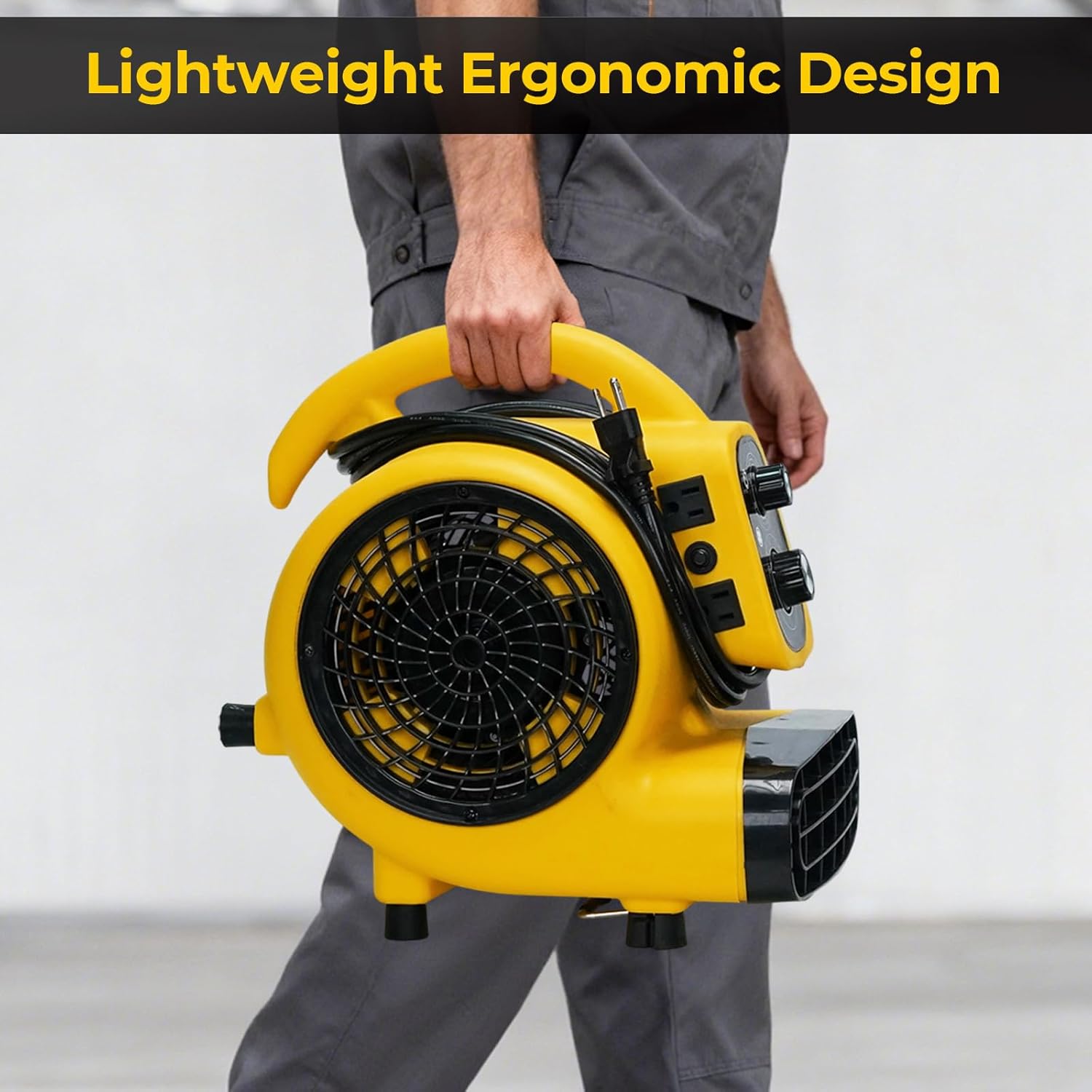 VENTISOL Air Mover Blower Fan, Industrial 1/3HP 1200CFM Monster Floor Blower Carpet Dryers, 3 Speeds, 4 Adjustable Angles, Timer, Stackable, for Janitorial, Home, Commercial