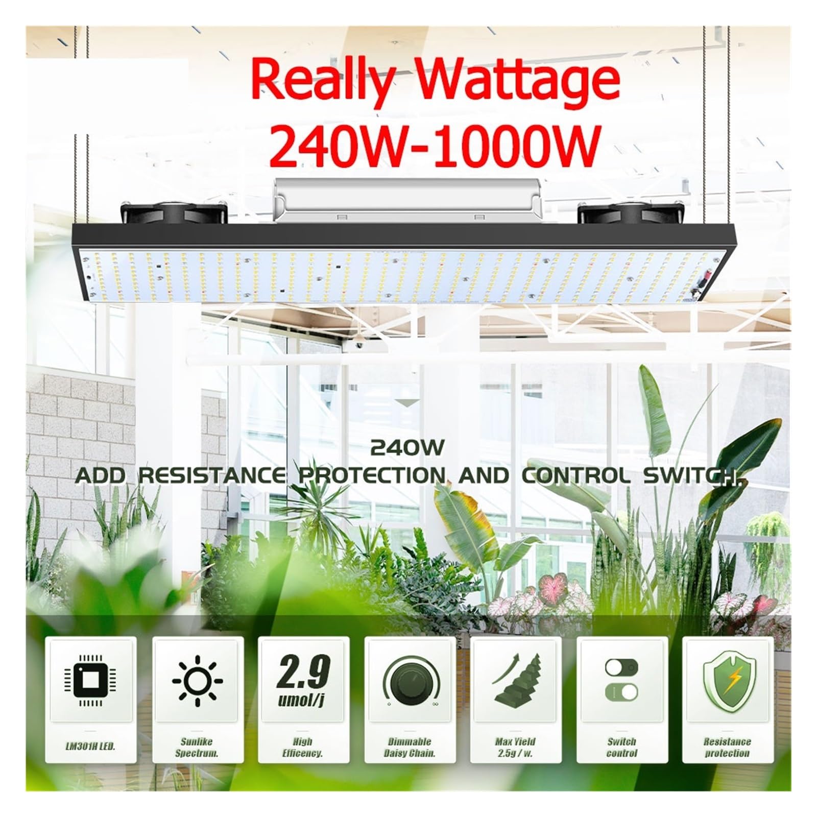 lampa do roślin, LM282B oświetlenie LED do uprawy 1000W 240W 720W, fitolampa o pełnym działania do nasion roślin warzywa kwitnący namiot do uprawy szklarni(240W)