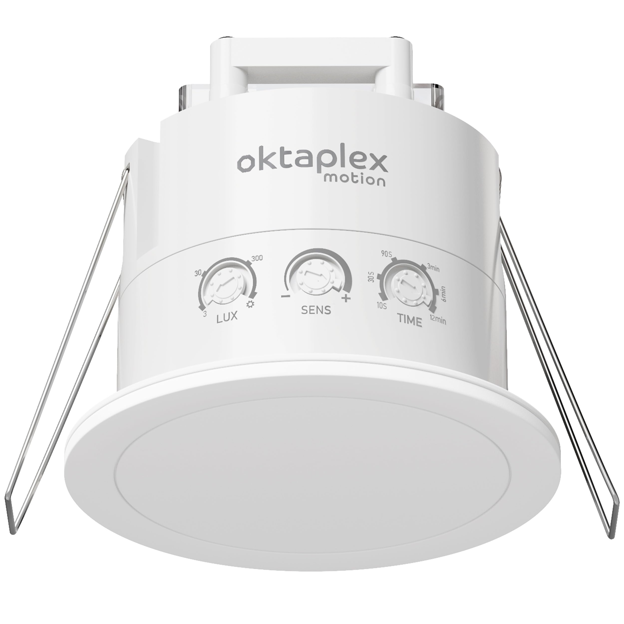 Oktaplex Noa Détecteur de présence pour montage au plafond 360 degrés 24GHz IP65 Radar détecteur de mouvement 6m capteur de présence adapté pour salle de bain encastré plat blanc 230V
