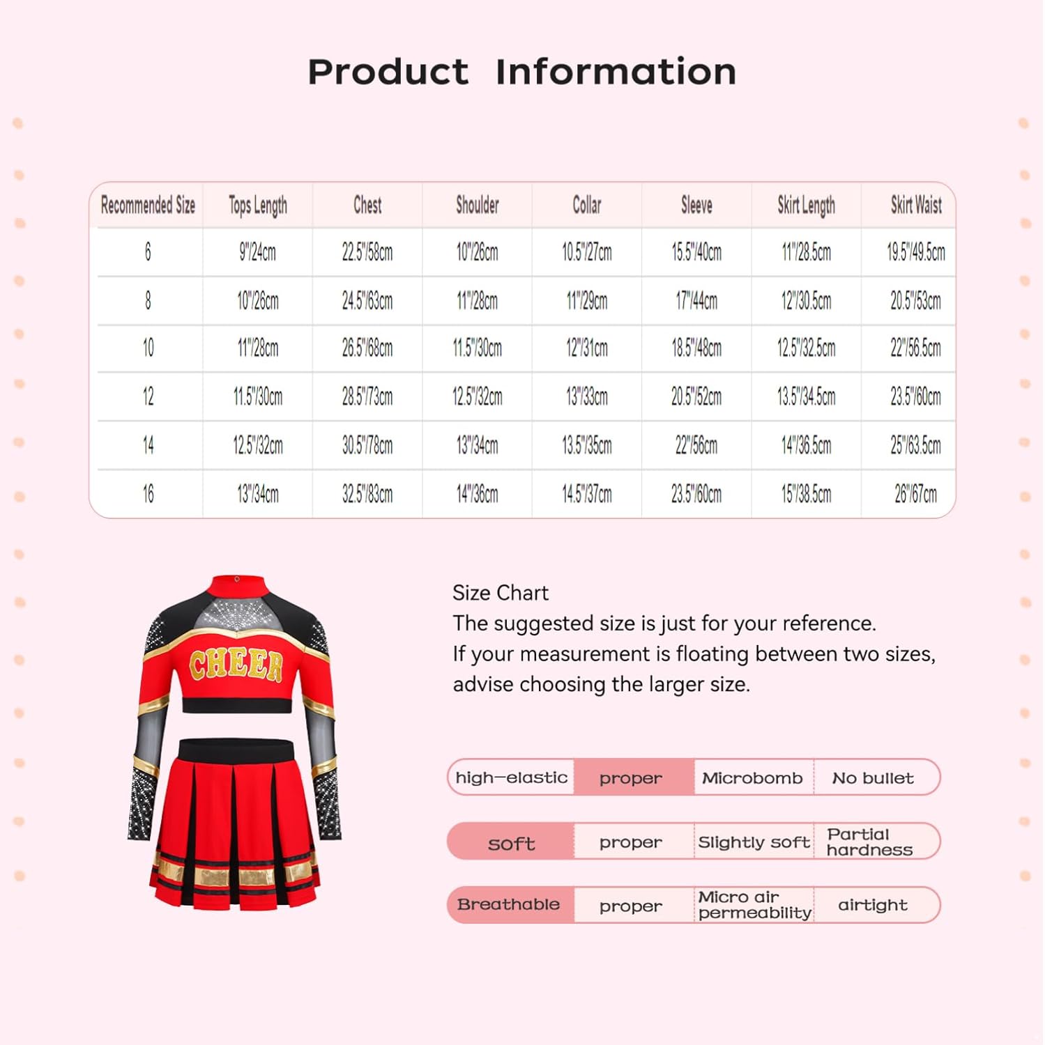 dPois Kids Girls Sparkly Cheerleading Uniform Long Sleeve Crop Top With Pleated Skirt School Performance Outfits