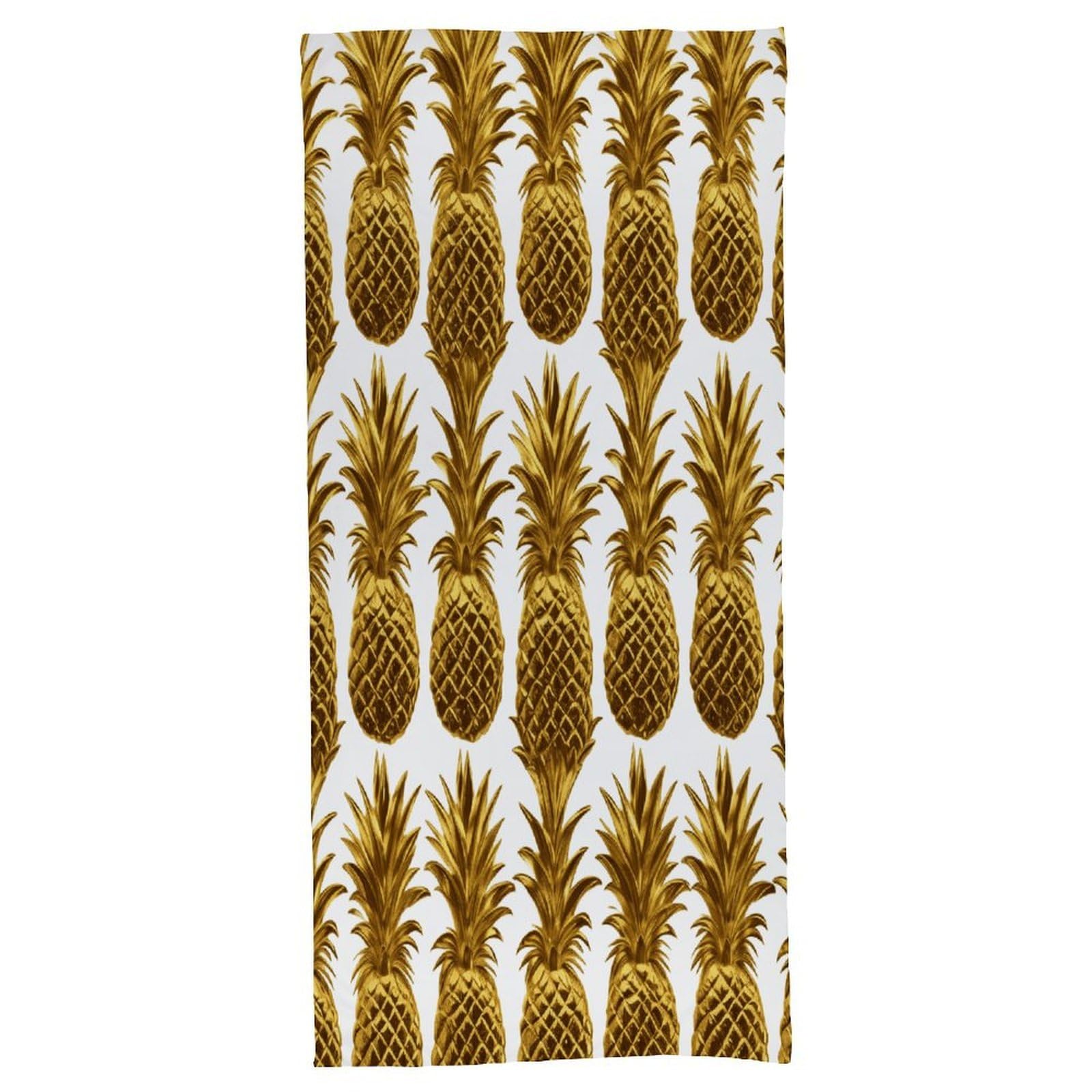 Fekiloot Men's Style Gold Pineapple Background Bath Towel Highly Absorbent,Beach Towels For Wo,Pool Towel Bathroom Essential For Beach,Gym,Travel, Camp