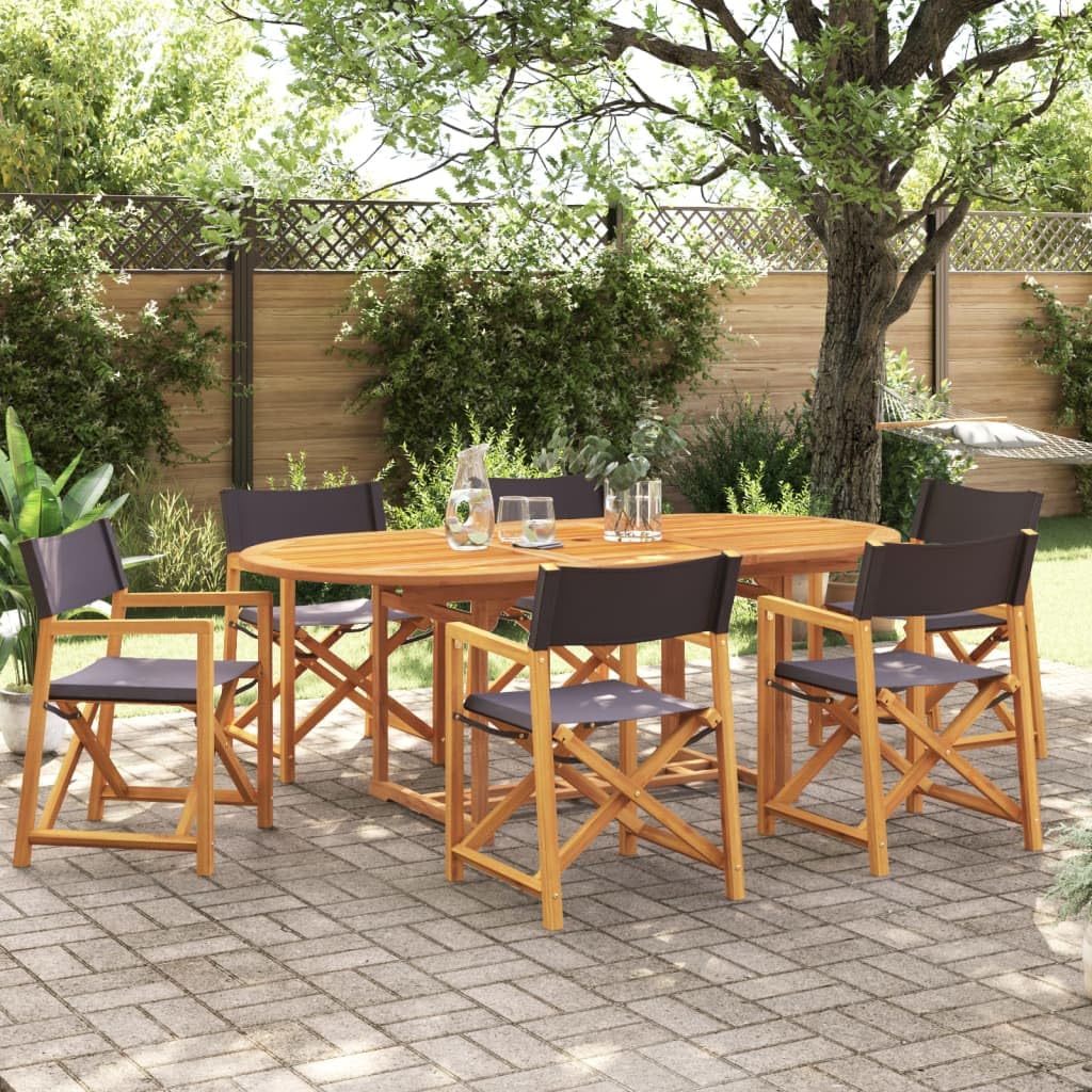 vidaXL Klappbare Gartenstühle 6 STK., Gartenstuhl mit Holzrahmen, Klappstuhl für Garten Balkon, Regiestuhl Campingstuhl Stuhlset, Modern, Dunkelgrau Stoff