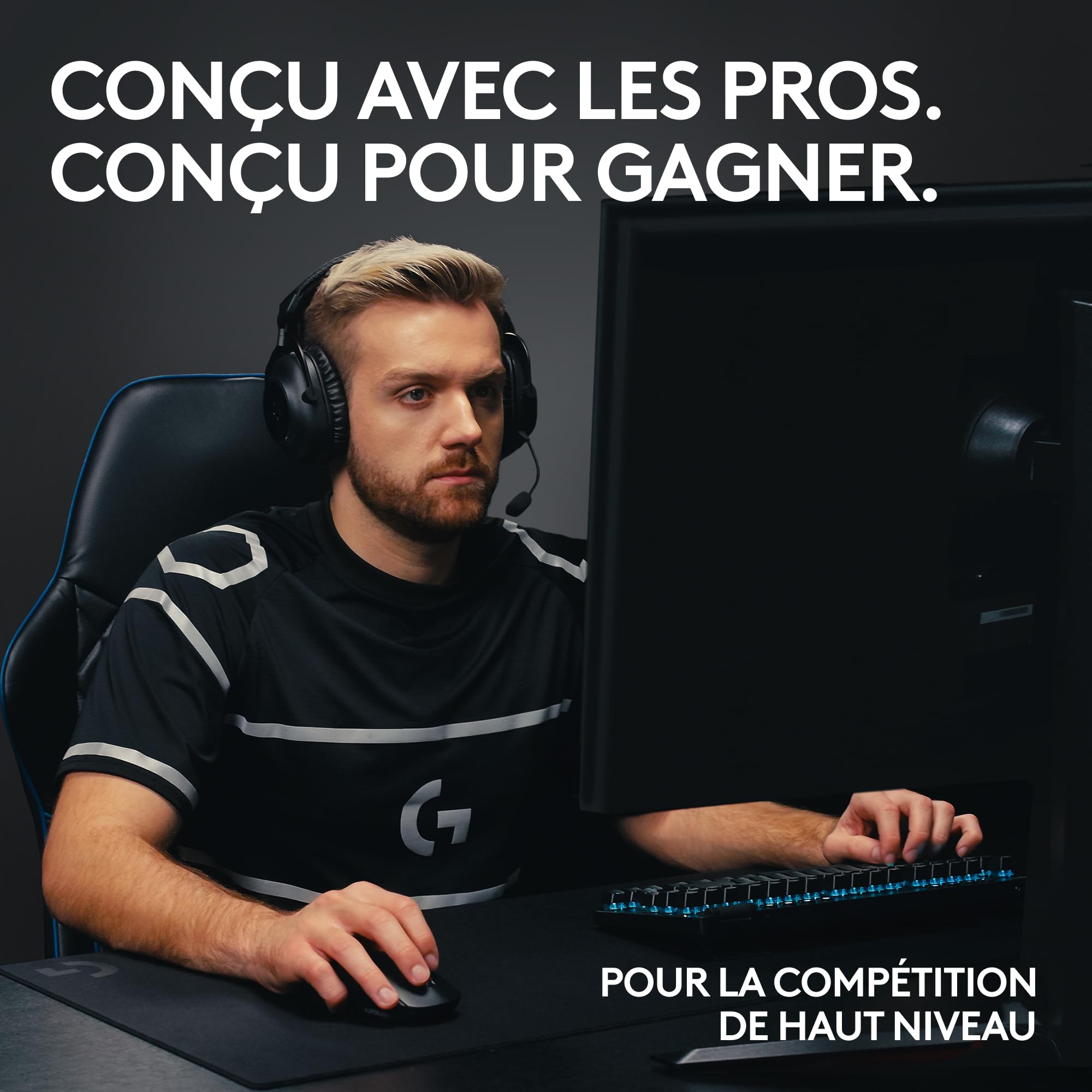 Logitech G PRO X TKL LIGHTSPEED clavier de jeu sans fil, ultra-portable, sans pavé numérique, LIGHTSYNC RVB, touches en PBT, switchs Tactile (GX Brown), AZERTY Français, PC - Noir