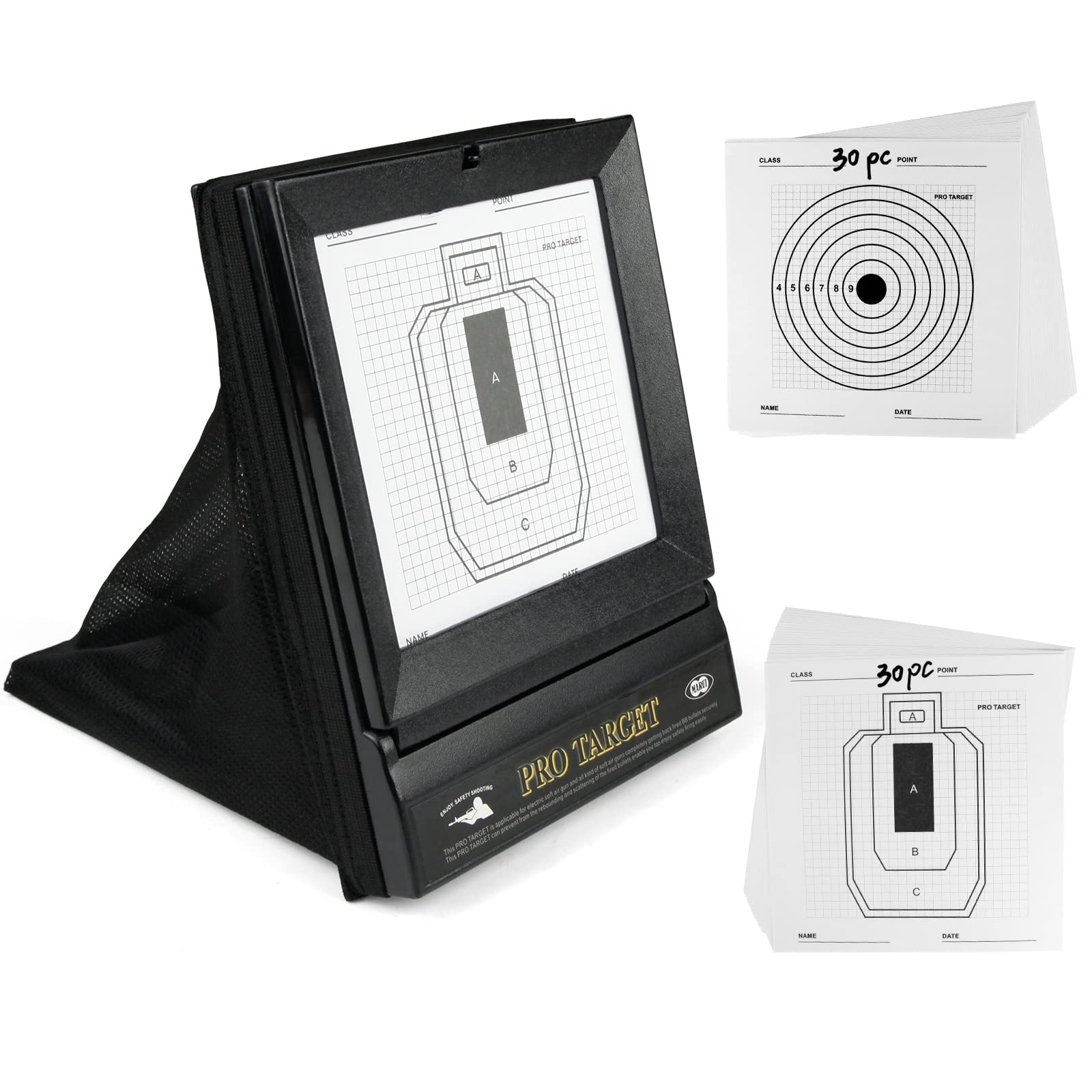 Airsoft Targets with Catcher - Portable BB Gun Targets for Backyard Shooting Practice, Indoor or Outdoor Range, Includes Replaceable Paper Shooting