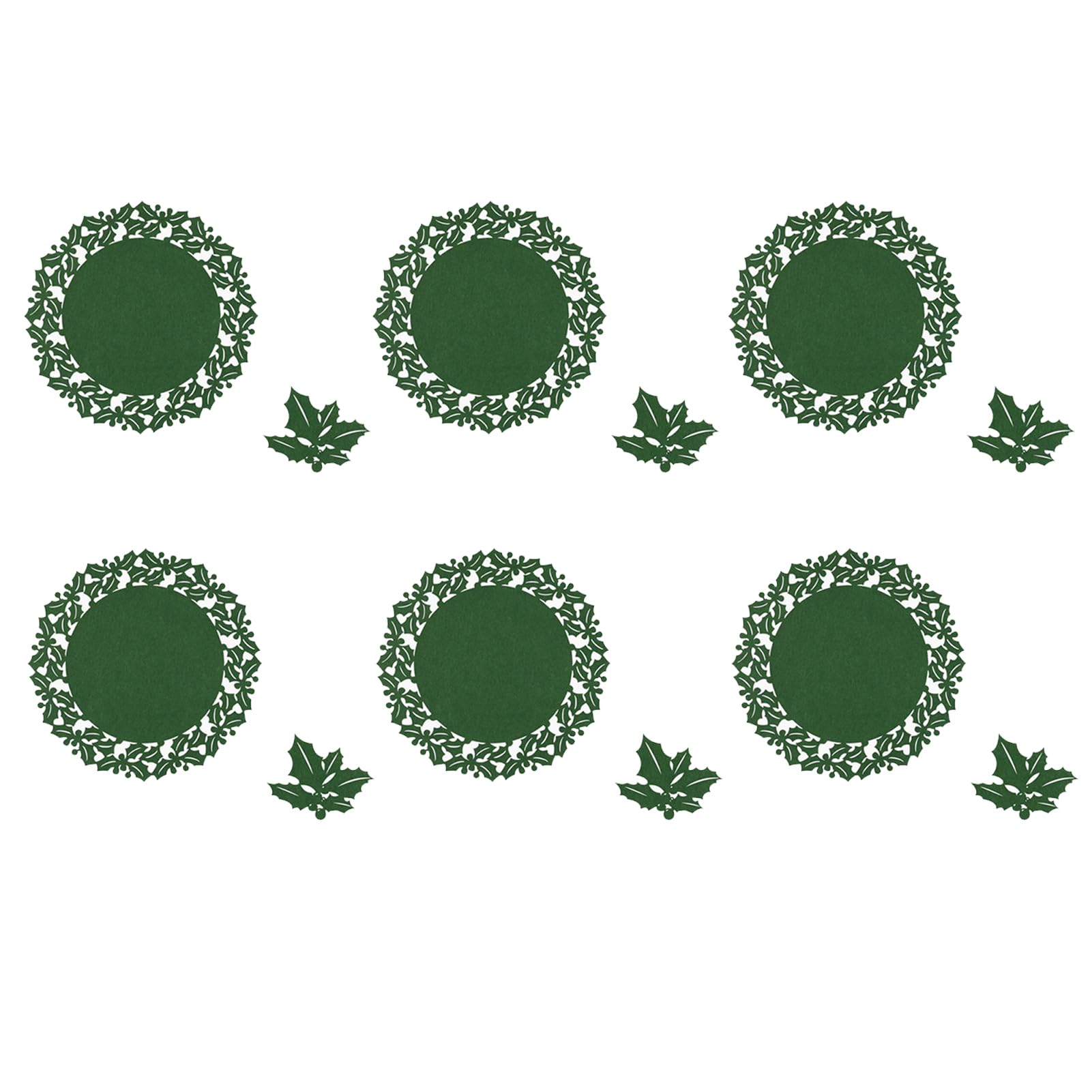 YIXANNX Snowflake Table for Creative Dining Placemat And Coaster Set for like Easter, Thanksgiving - Ideal for Dining Tables, Green Plant, 12pcs