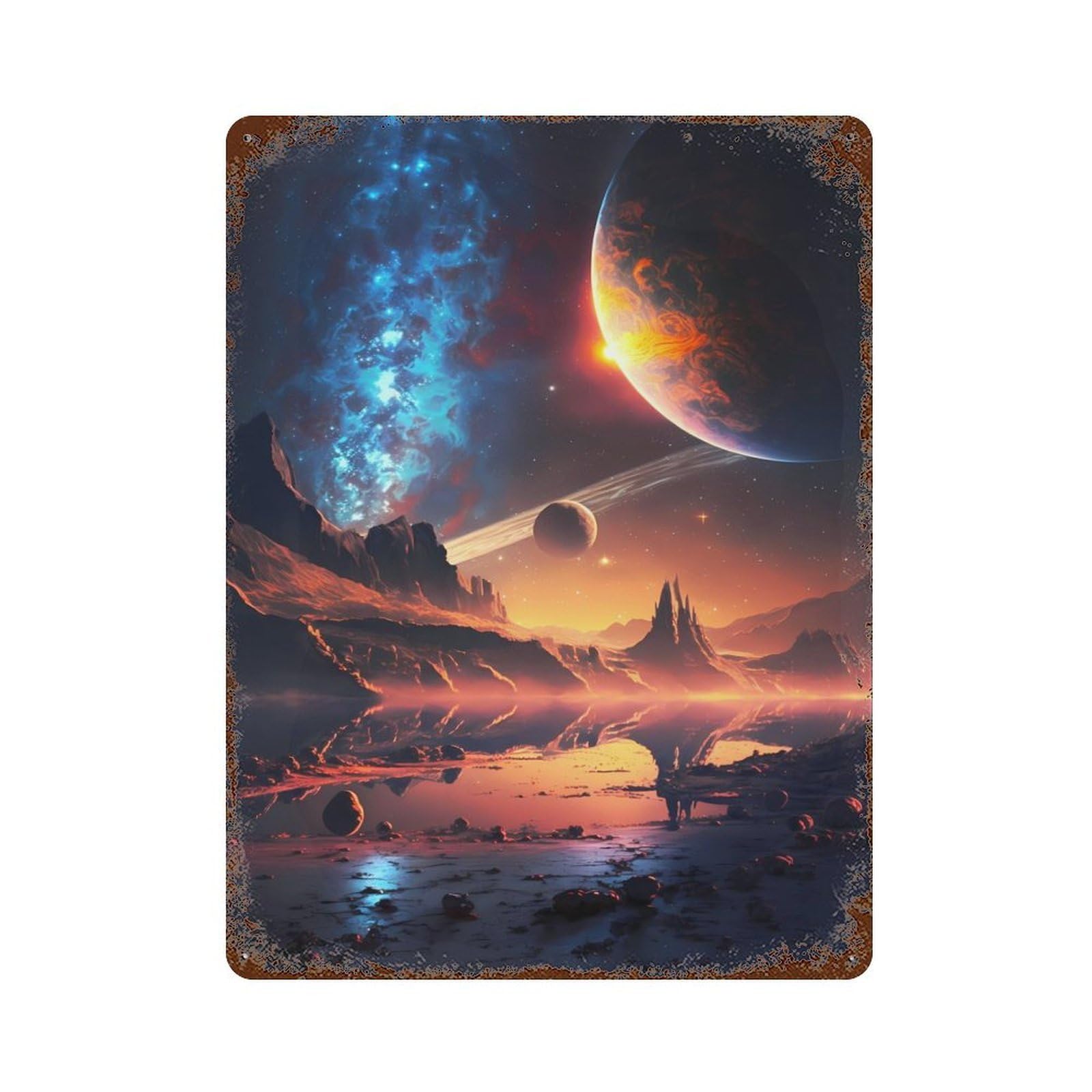 Vintage Metal Tin Sign Universe Dreamscape 15.7"x11.8", Industrial Home Decor for Farmhouse, Kitchen And Entryway Decor