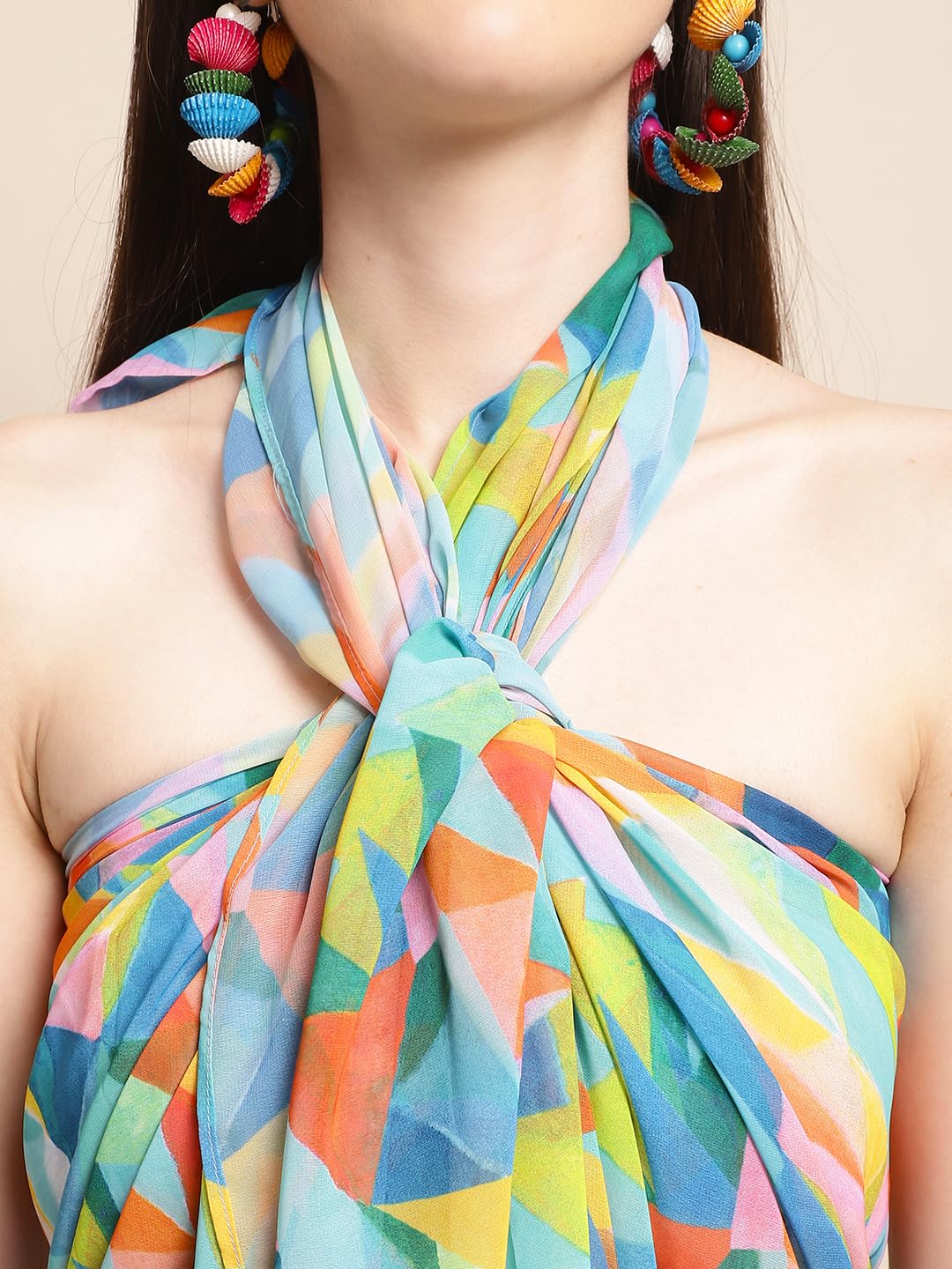 Claura Geometric Printed Swimwear Cover Up Sarong 4
