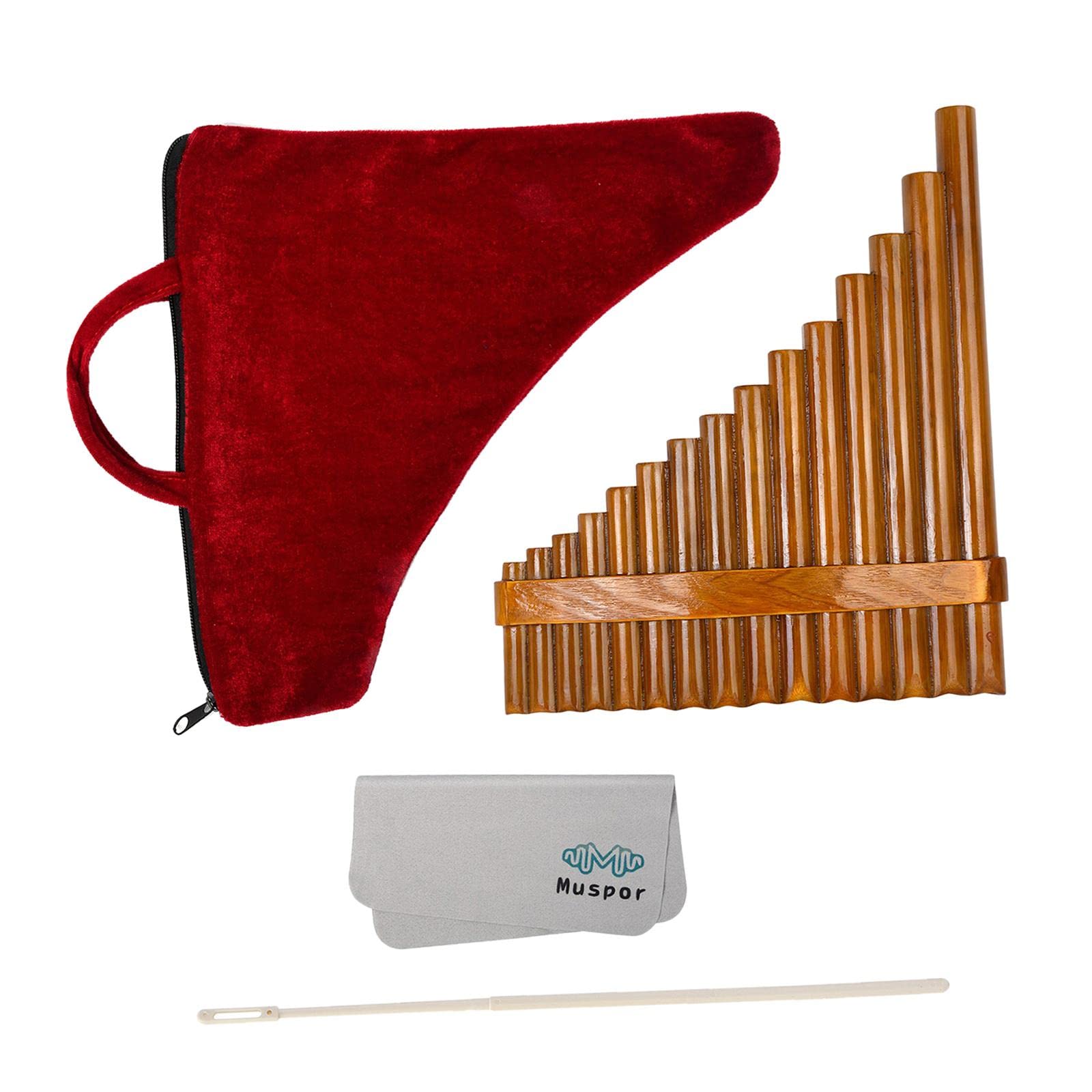 Panflöte Flöte key 1 Set Holzbläser Curved Peruanisches Rumänische Panflöte Bambusflöte Set Indianische Flöte Panflöte für Anfänger, Rechte Hand