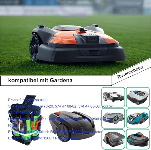 Aibatt 3.0Ah 18V Lithium Akku,Batterie de Rechange pour Gardena R38Li,R40Li,R45Li,R50Li,R70Li,R75Li,R80Li Robot de Tonte,pour Husqvarna Automower 105,305,308,308X Robot de Tonte - 3