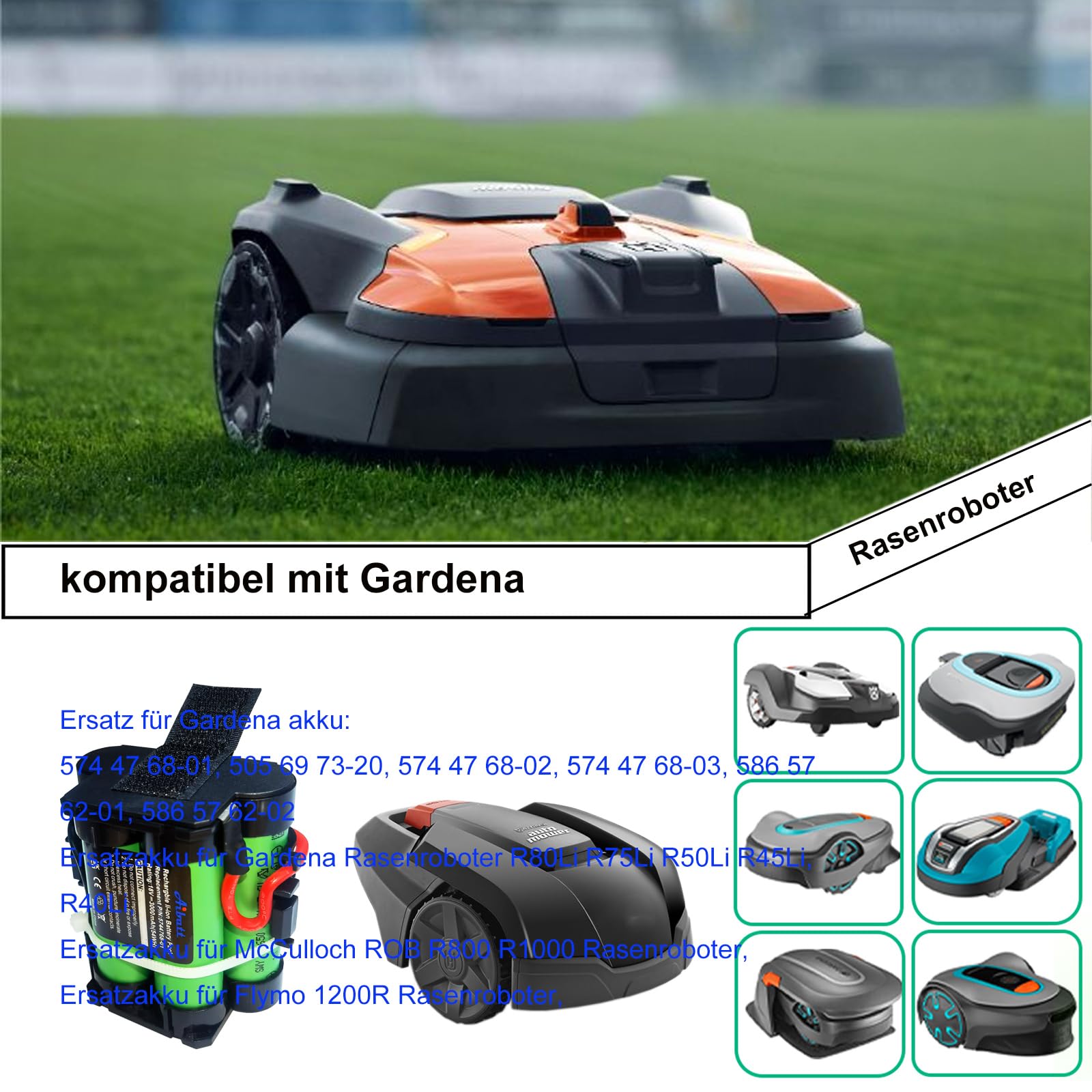 AKKU 2500MAH für Gardena Mähroboter R50Li, R70Li, R75Li, R80Li EUR 25